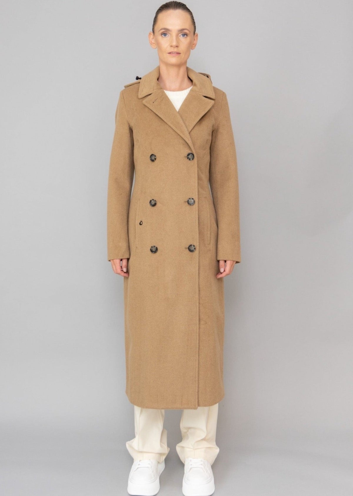 Camel wool clearance trench coat