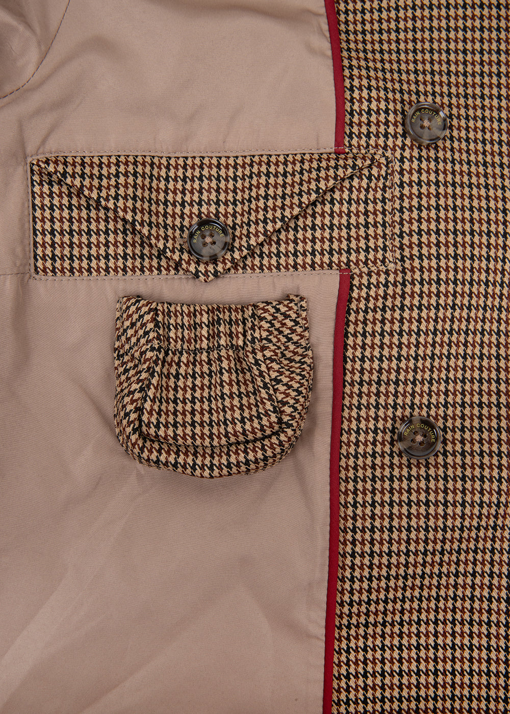 Waterproof Straight-Fit Short Trenchcoat | Houndstooth Check