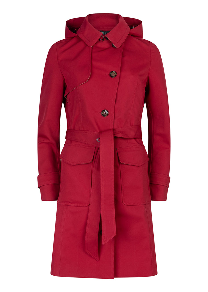 Waterproof Tailored Trenchcoat - Crimson Red