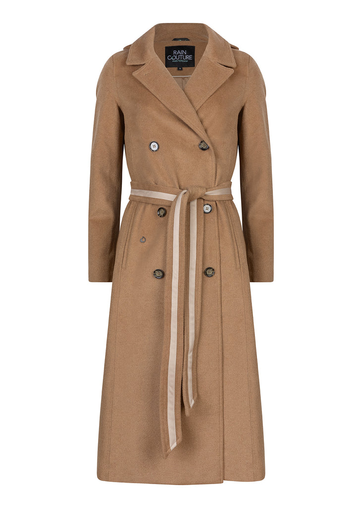 Waterproof Double Breasted Trench Wool - Soft Camel