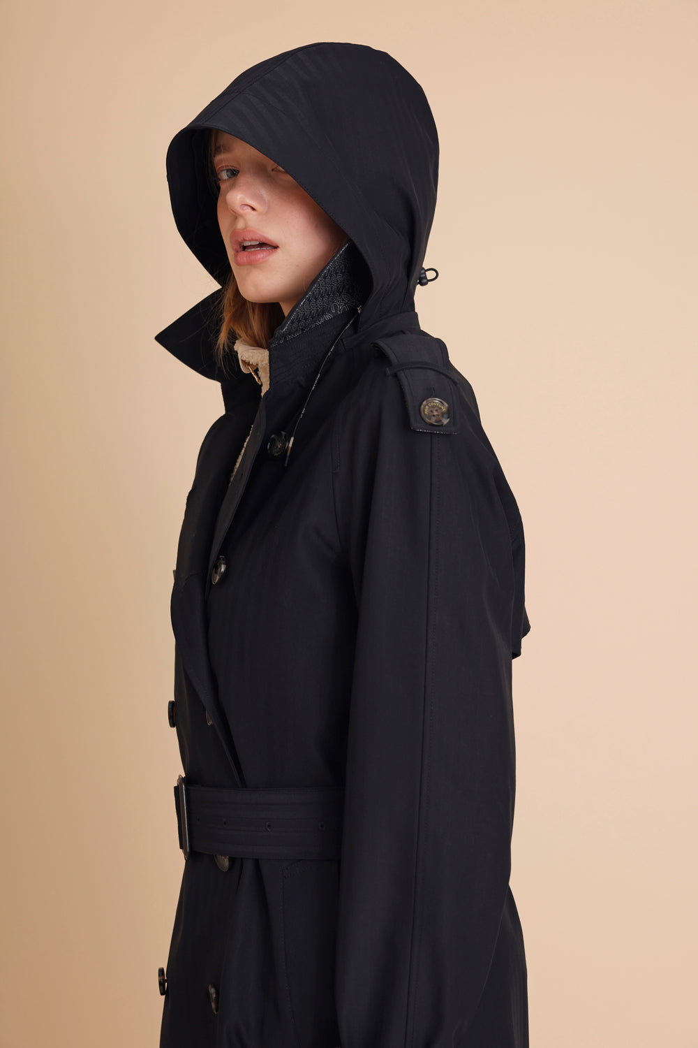 Waterproof Relaxed Fit Trenchcoat | Navy Herringbone