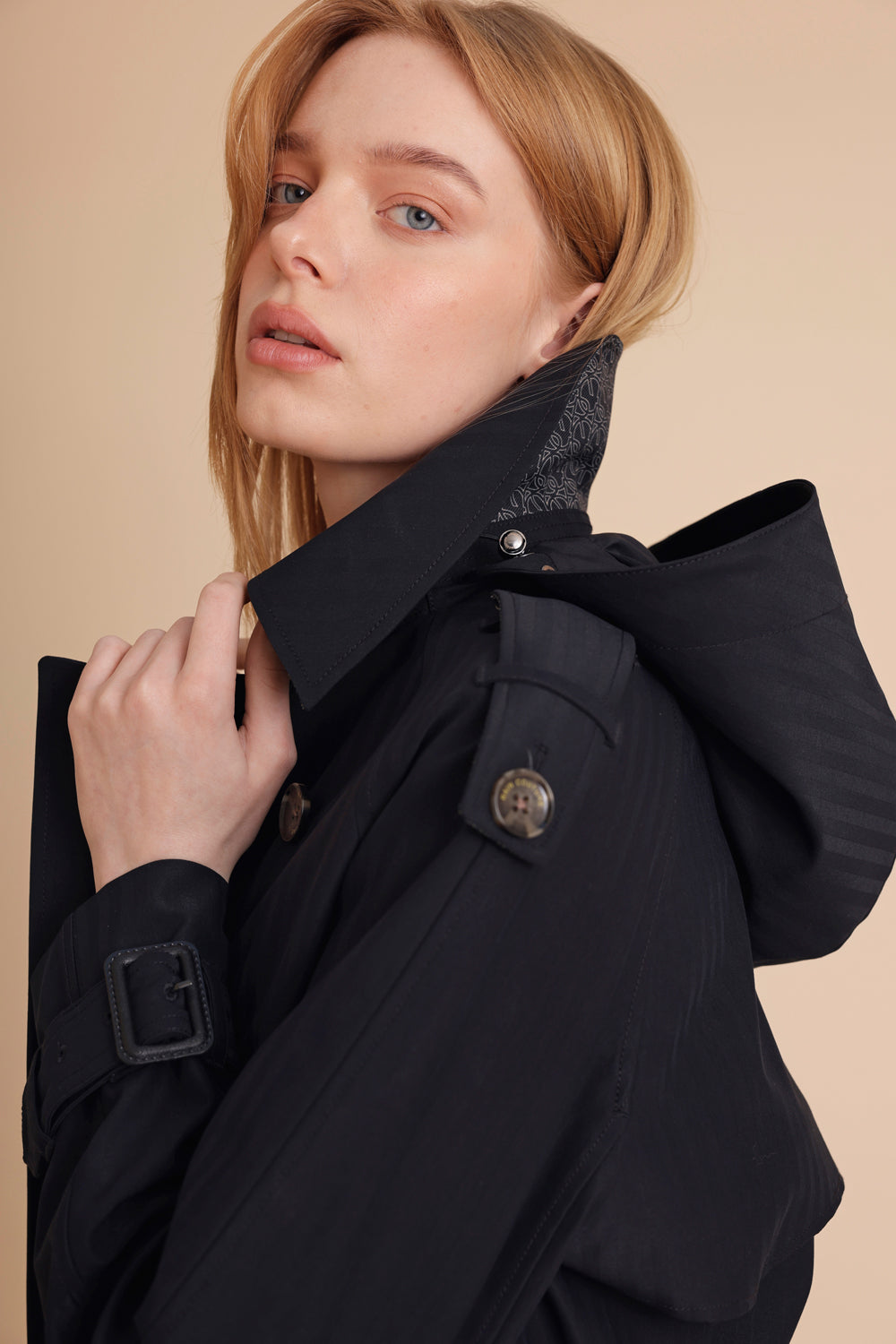 Waterproof Relaxed Fit Trenchcoat | Navy Herringbone