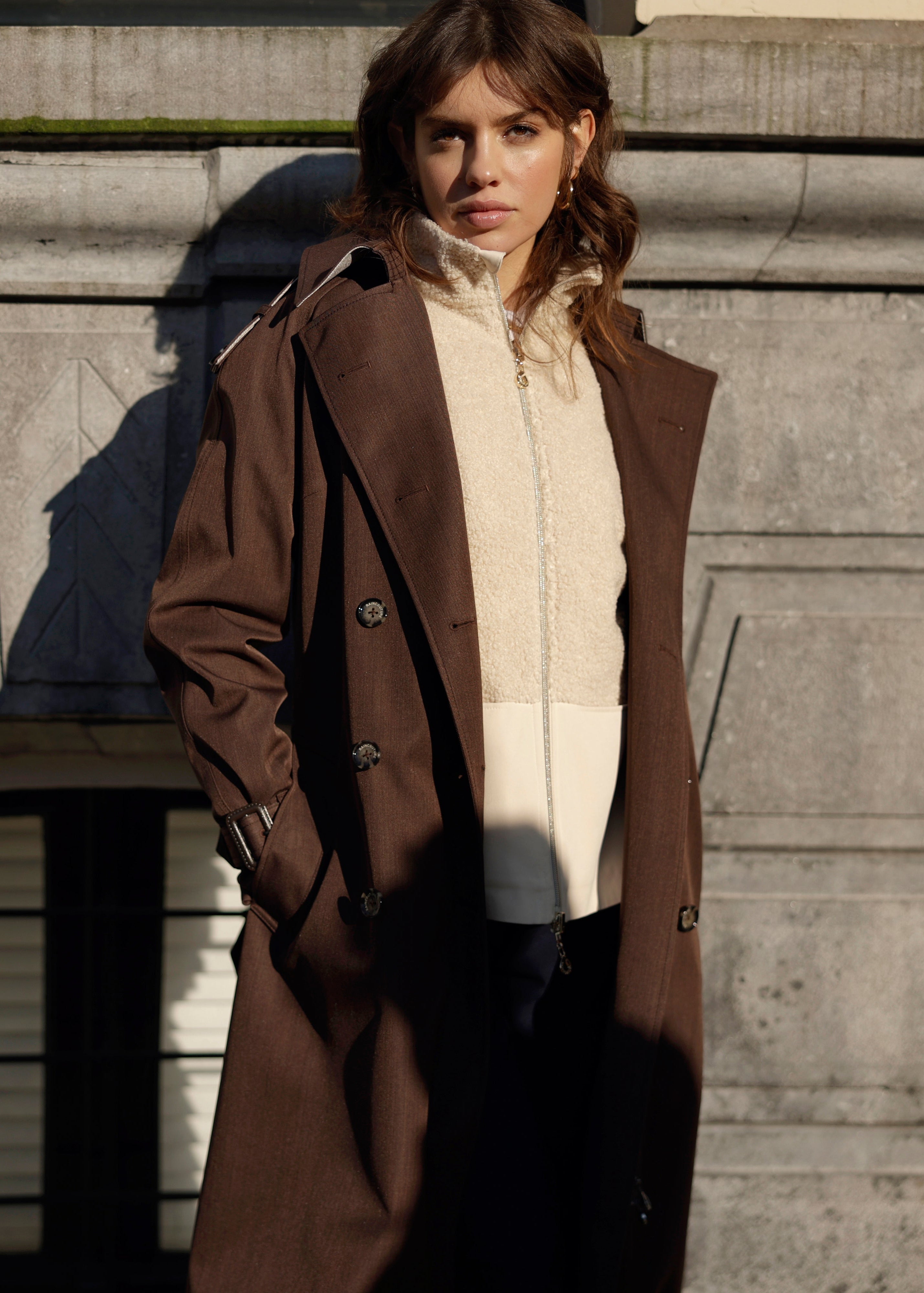 Waterproof Relaxed Fit Trenchcoat  | Brown Melange