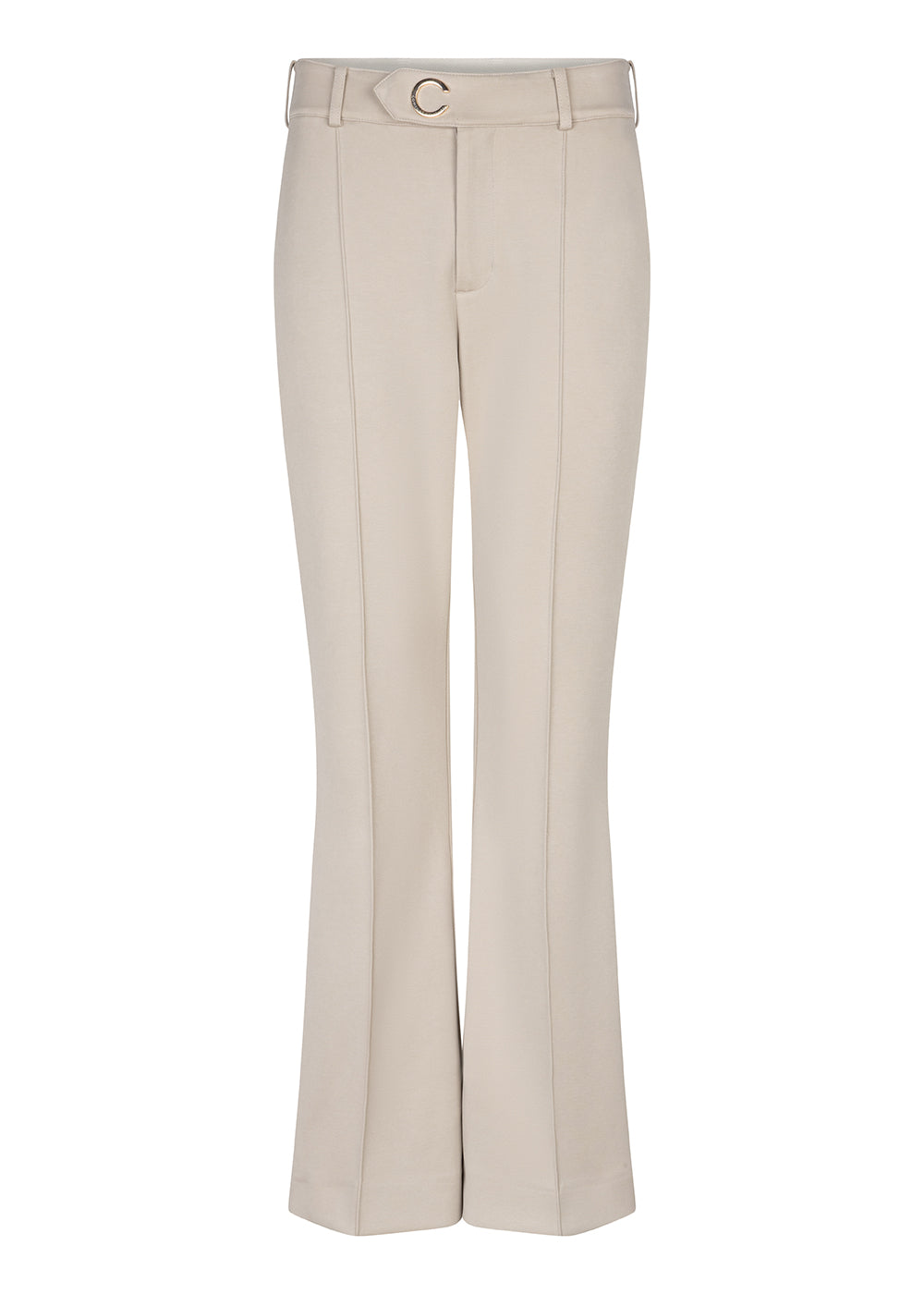 Wrinkle-Free Flared Stretchable Trousers | Beige