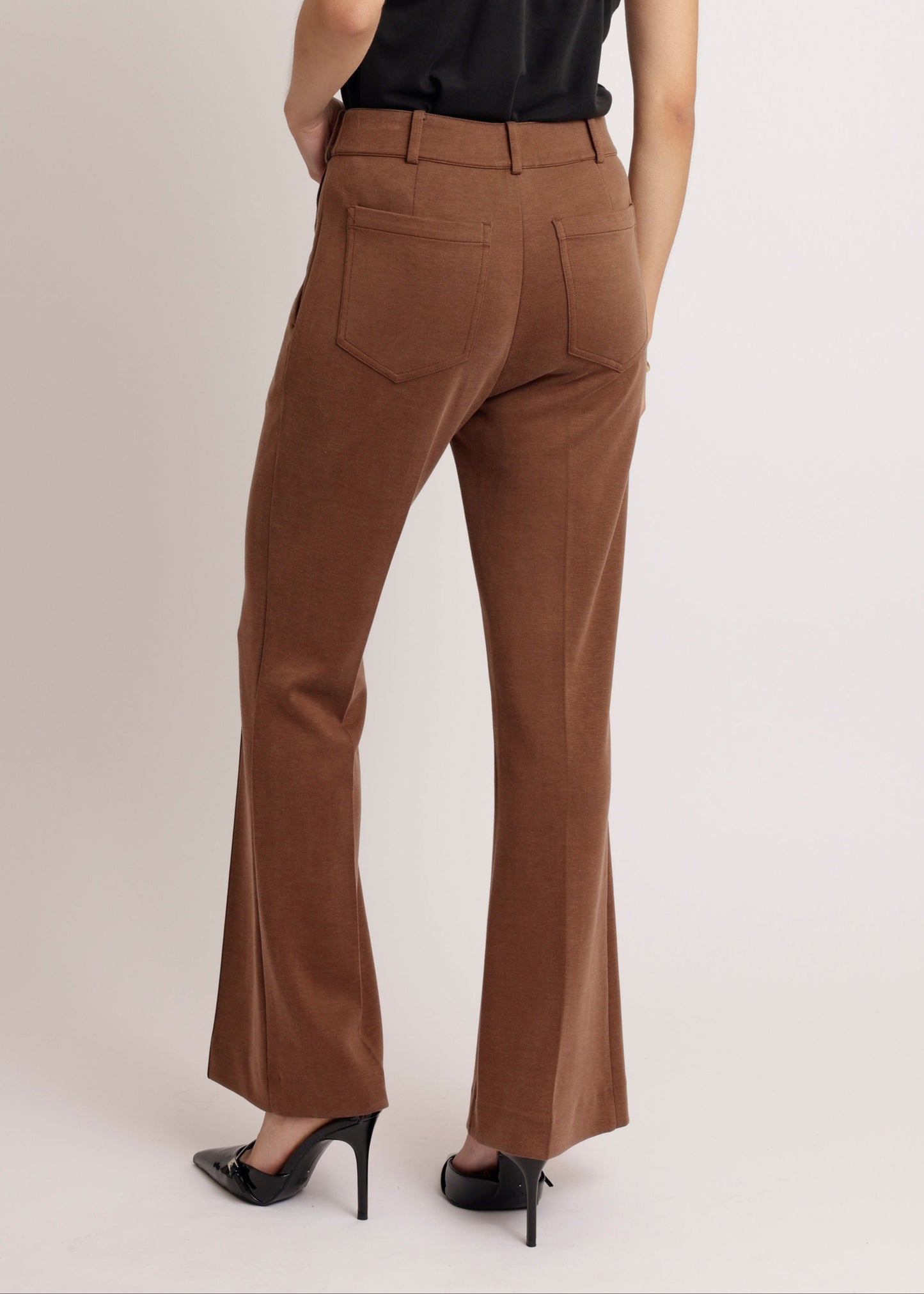 Wrinkle-Free Flared Stretchable Trousers | Brown