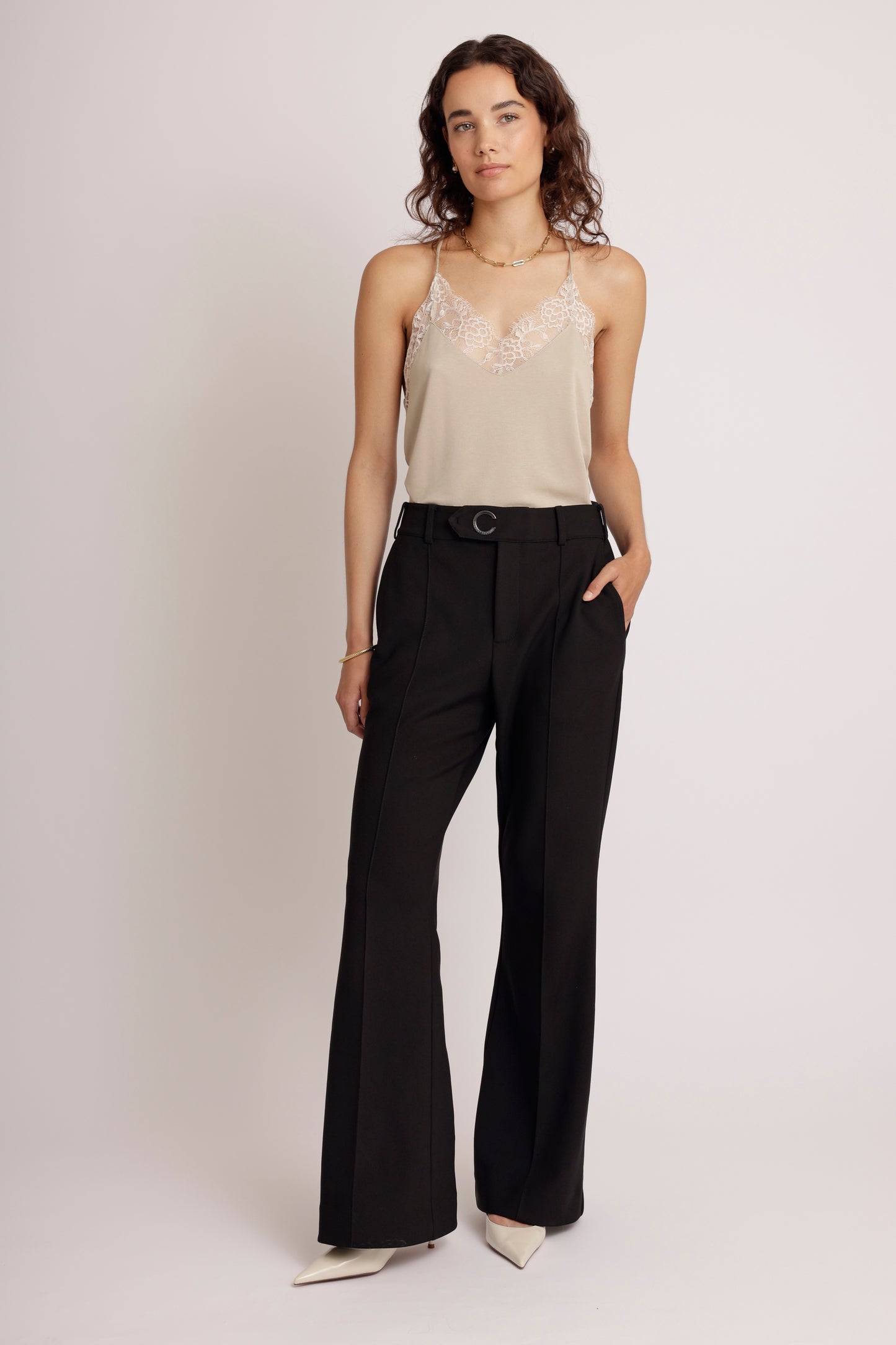 Lace-Lined Soft Cami | Beige