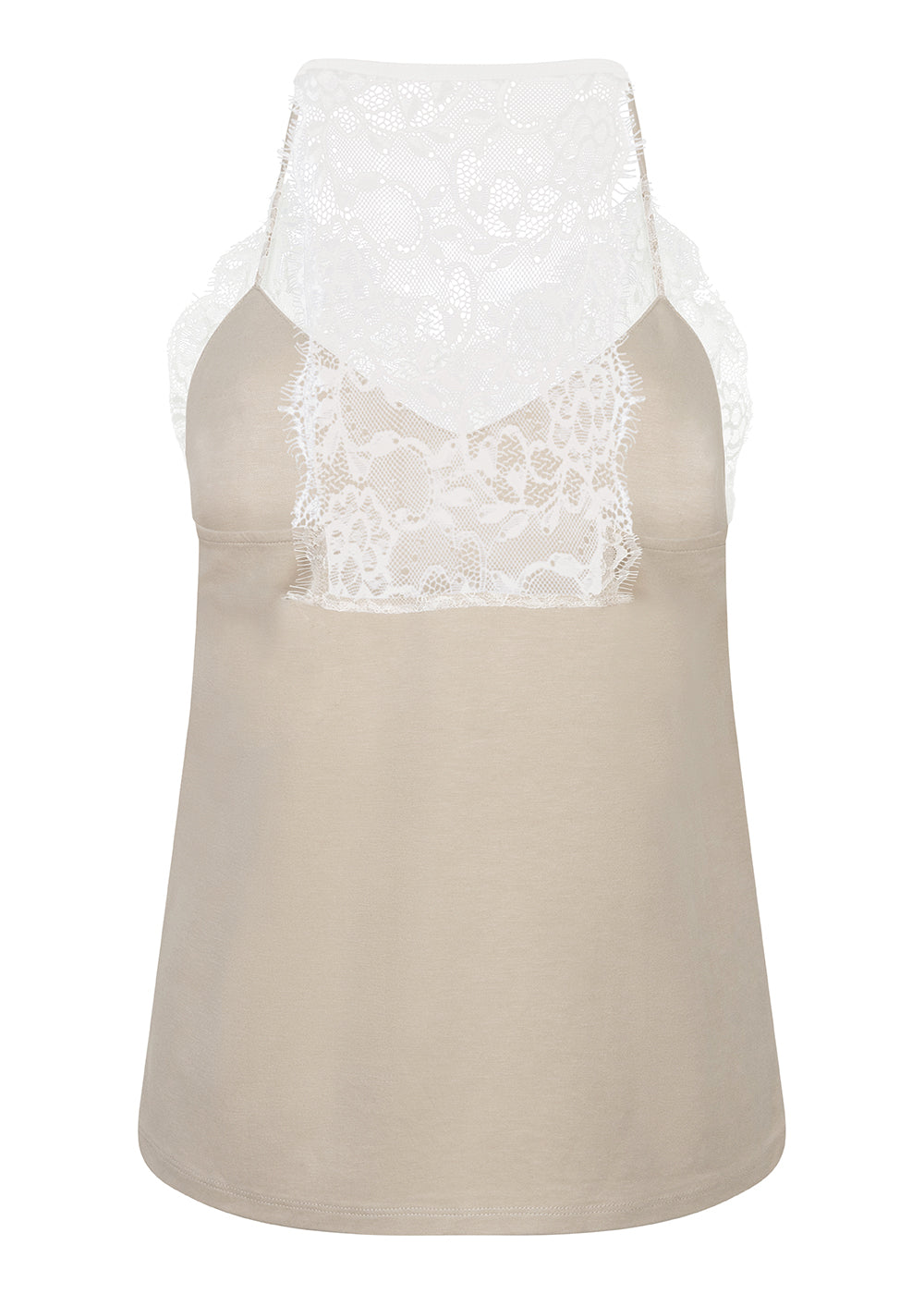 Lace-Lined Soft Cami | Beige