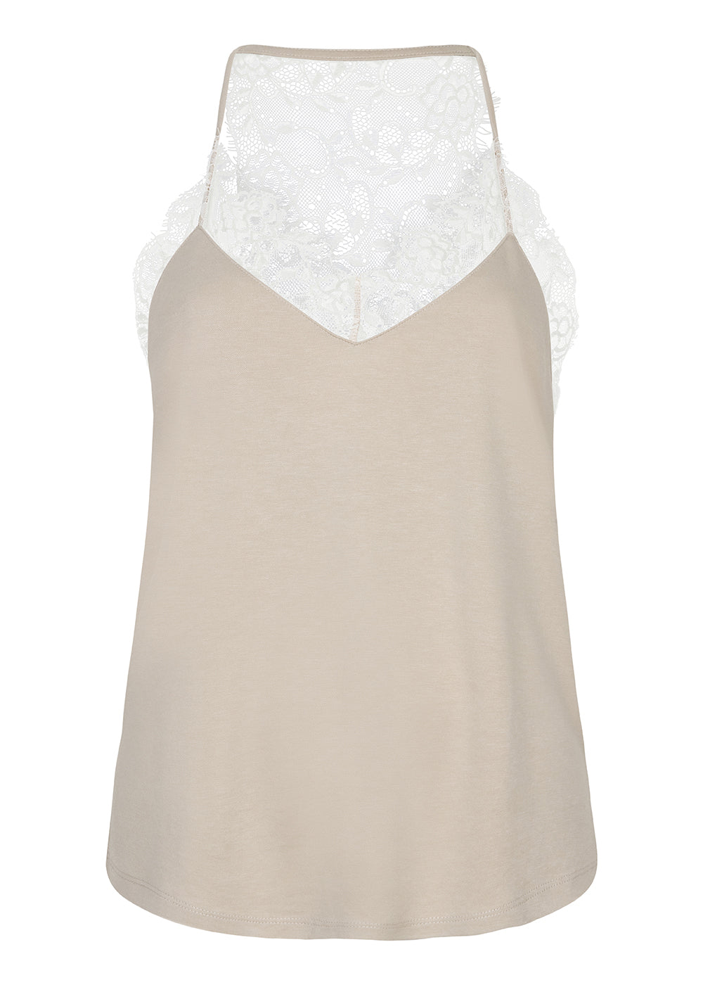 Lace-Lined Soft Cami | Beige
