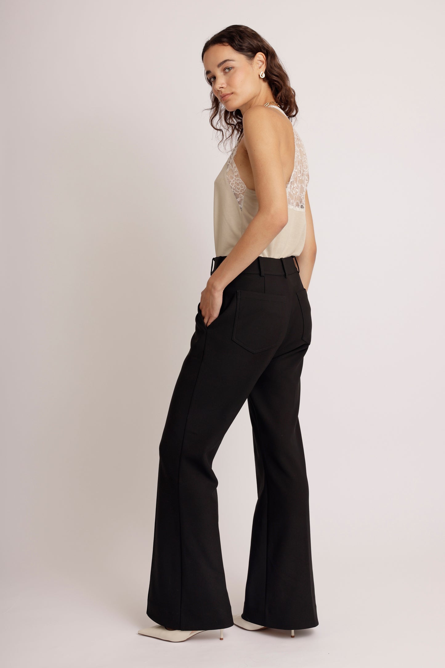 Lace-Lined Soft Cami | Beige
