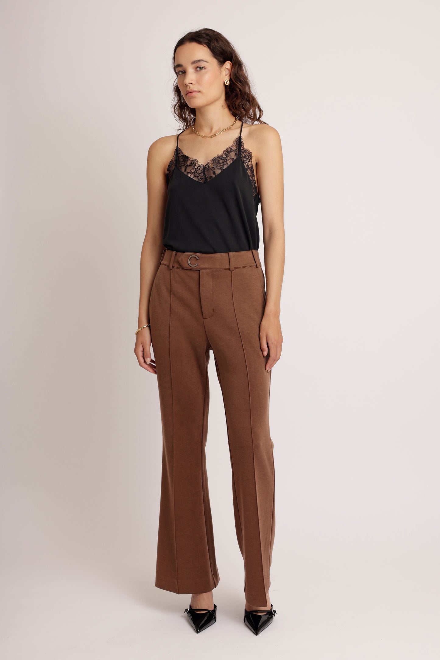 Lace-Lined Soft Cami | Almost Black