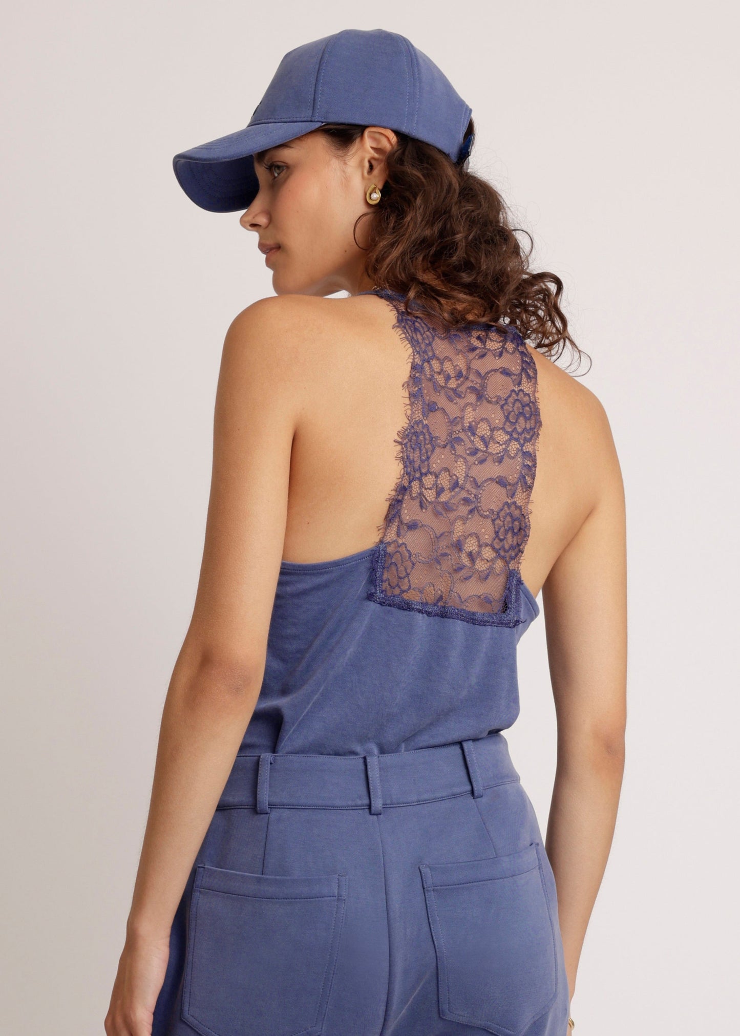 Lace-Lined Soft Cami | Mid-Blue