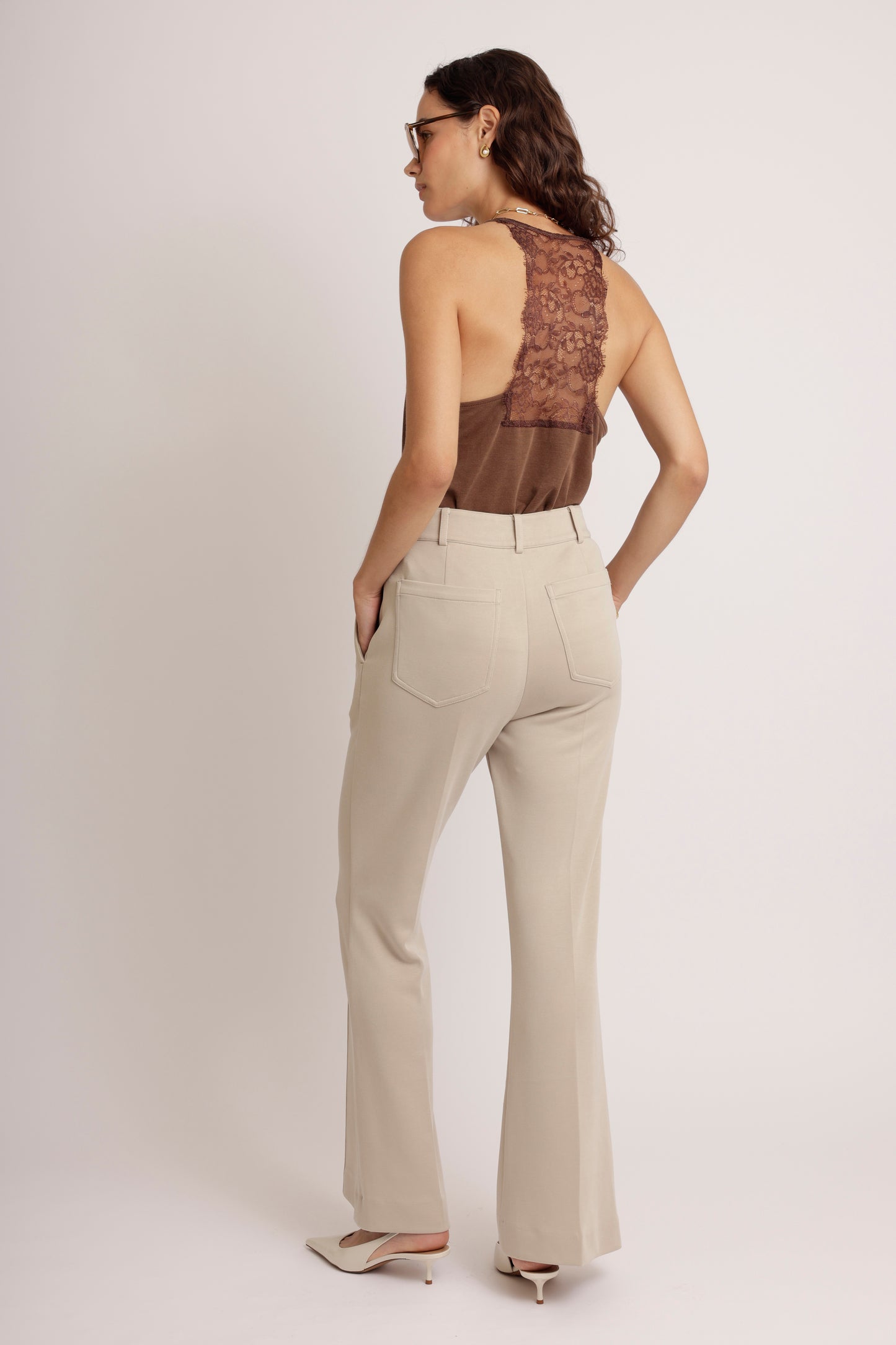 Lace-Lined Soft Cami | Brown