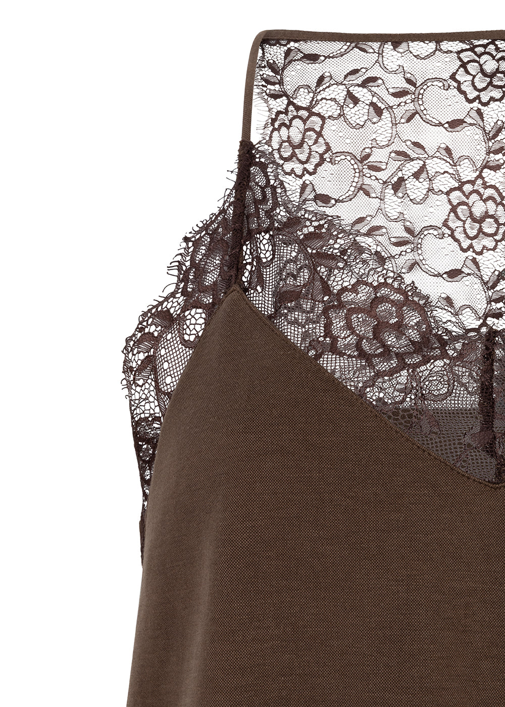 Lace-Lined Soft Cami | Brown