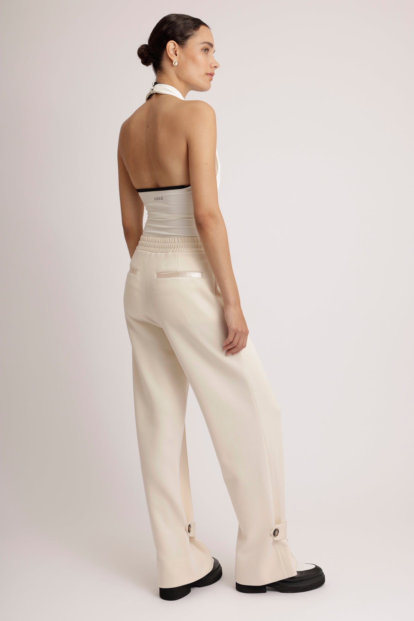 Soft-Stretch Belted Jogger | Creamy Beige