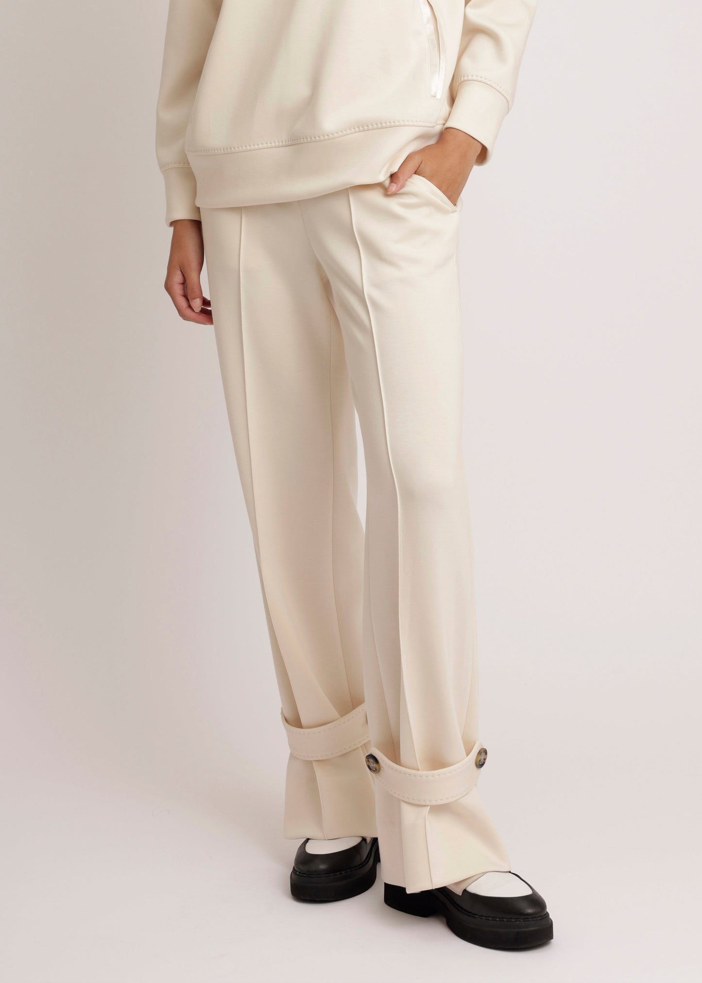 Soft-Stretch Belted Jogger | Creamy Beige