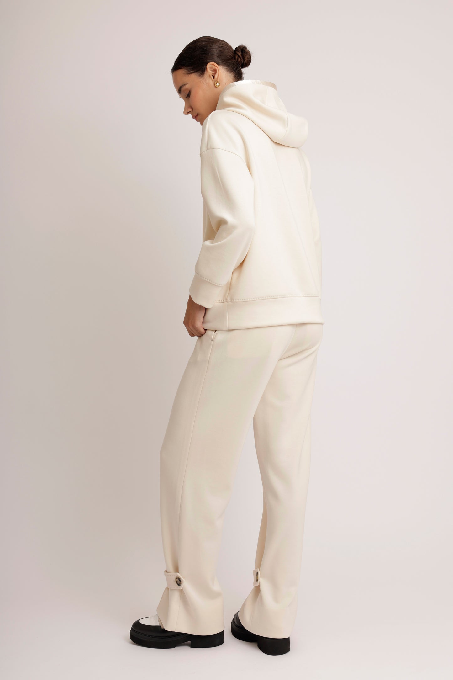 Removable-Hood Logo Sweat | Creamy Beige