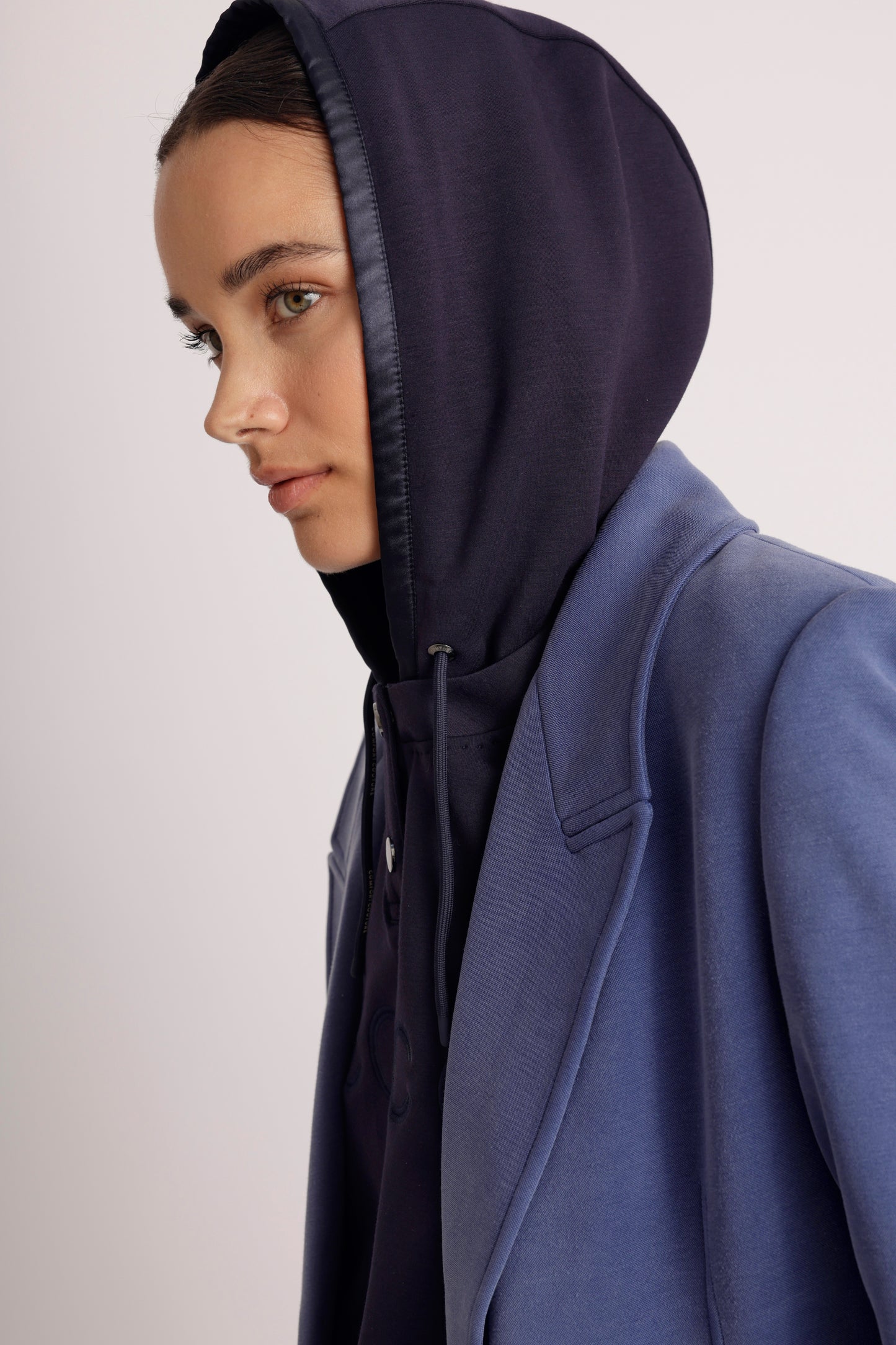 Removable-Hood Logo Sweat | Navy