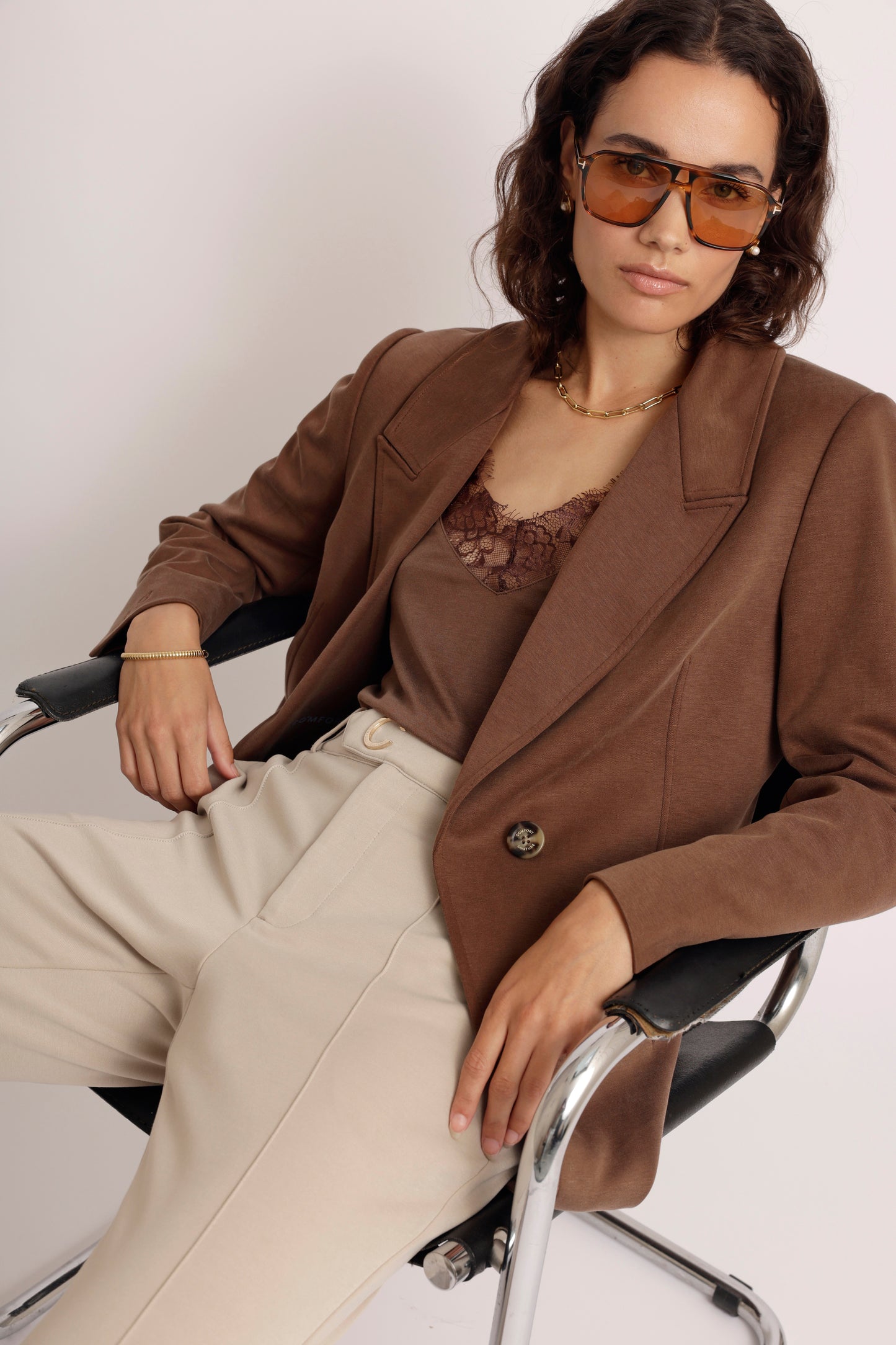 Wrinkle-Free Stretch Blazer | Brown