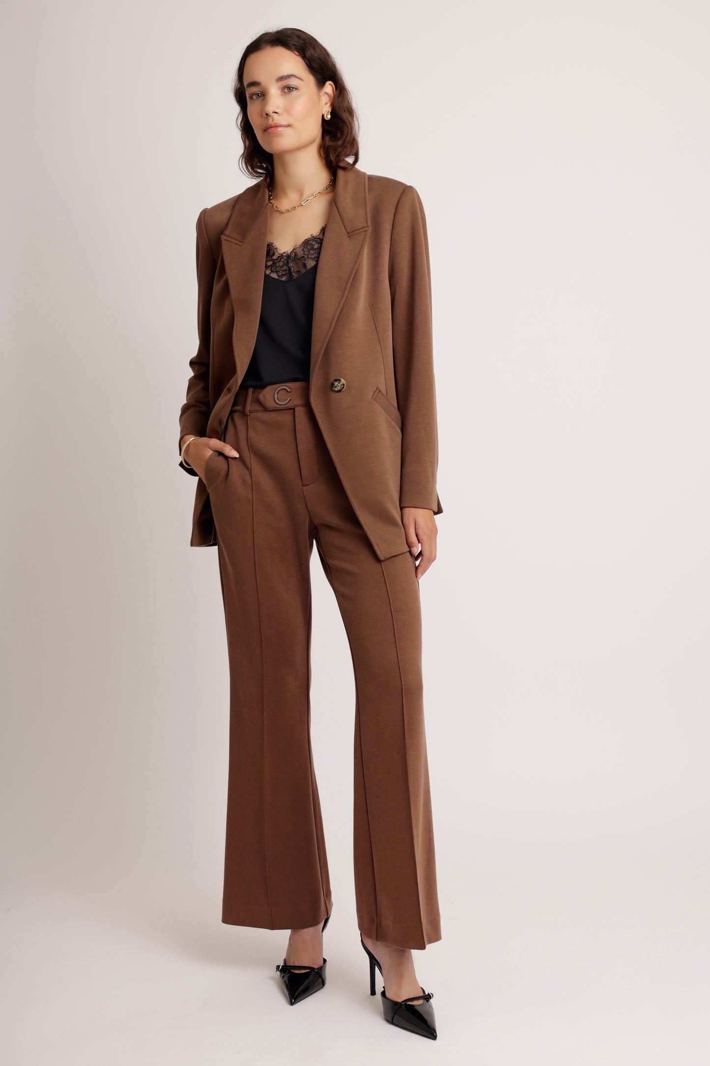 Wrinkle-Free Stretch Blazer | Brown