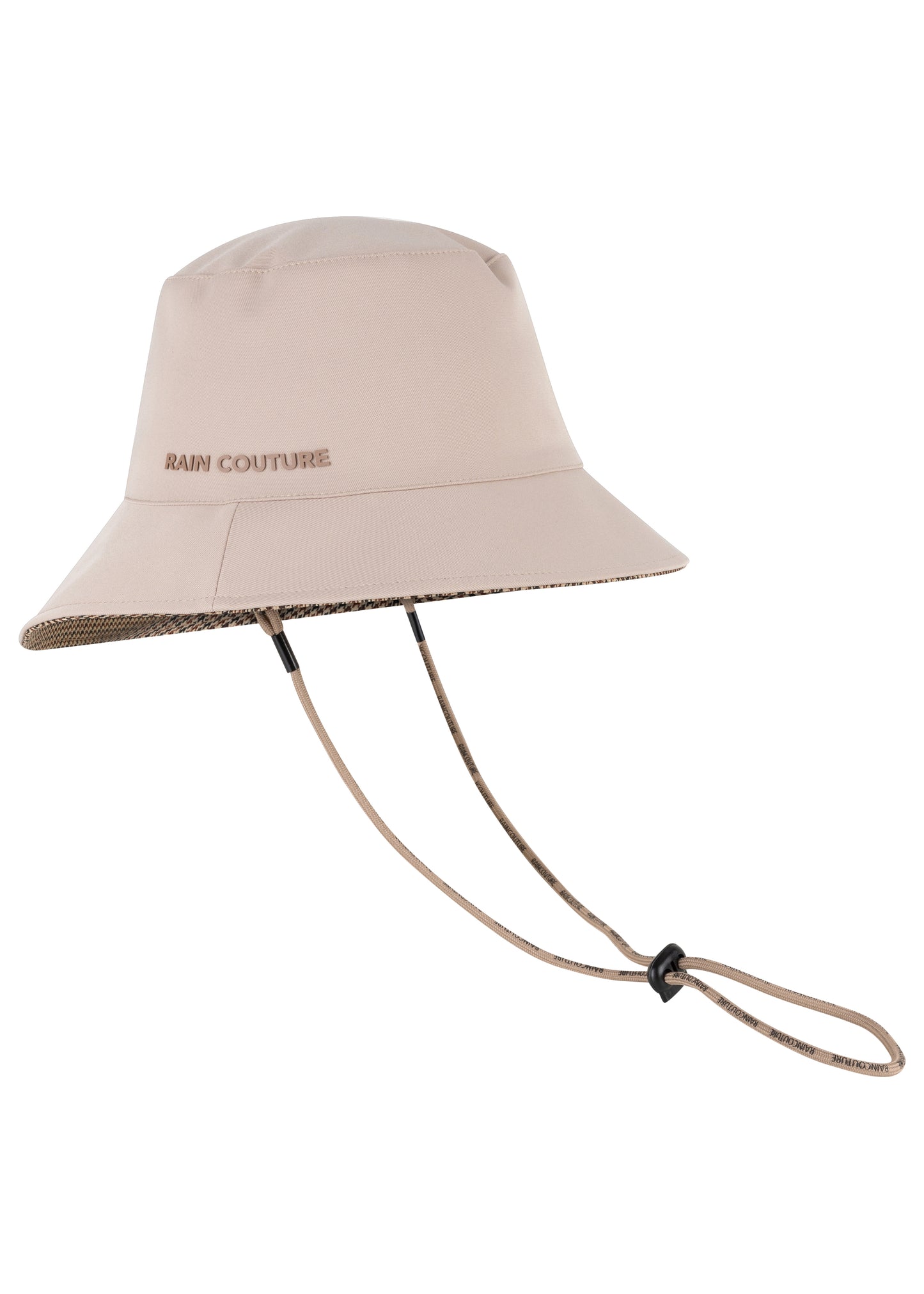 Waterproof Unisex Reversible Bucket Hat | Beige Houndstooth