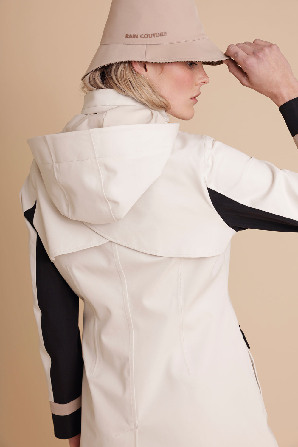 Waterproof Straight Fit Coat | Cream Black