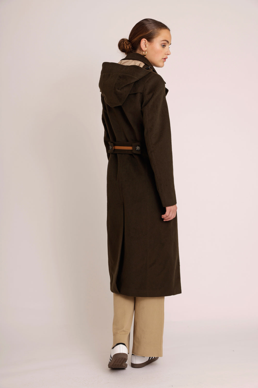 Waterproof Double Breasted Wool Trench | Green Wool