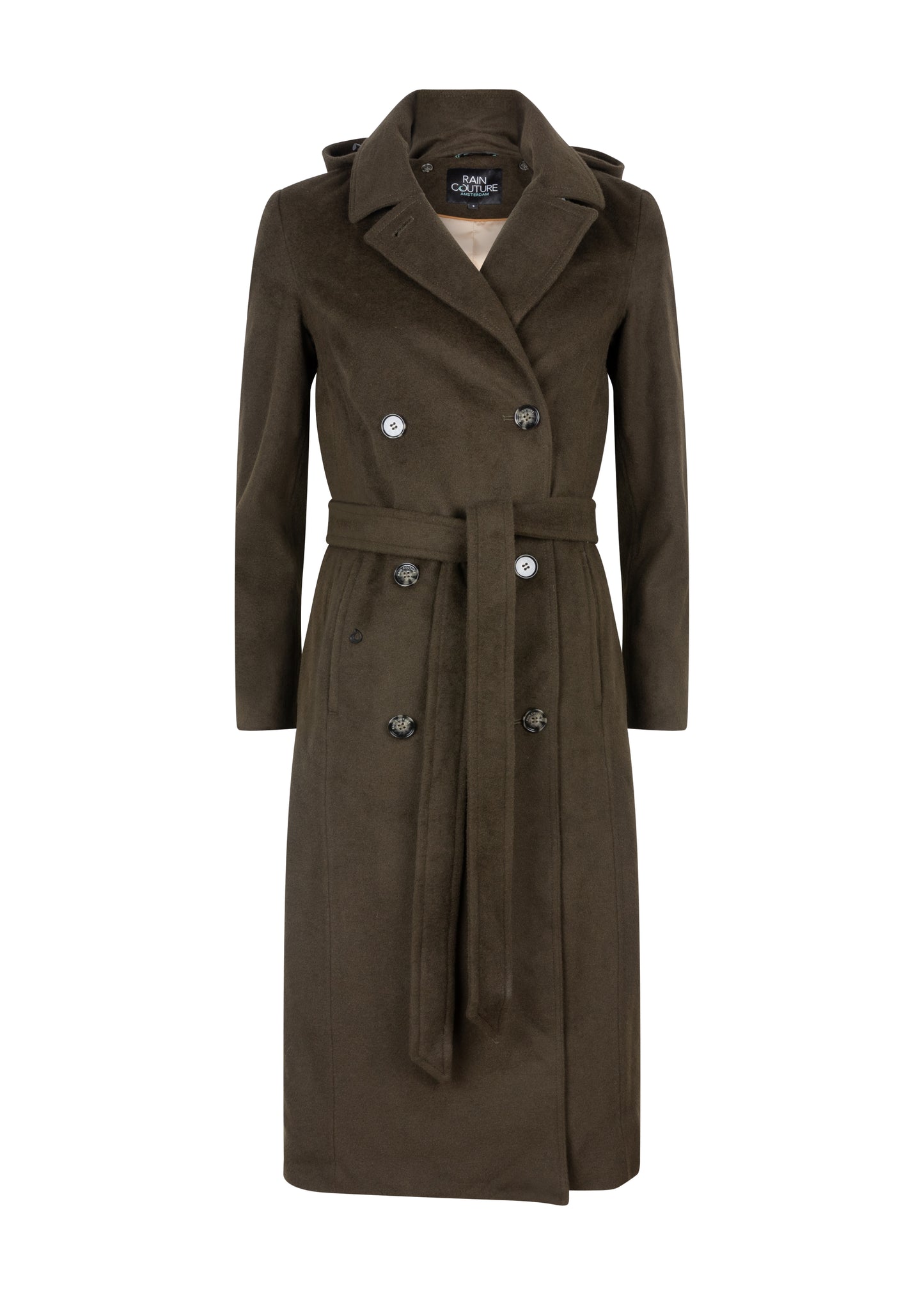 Waterproof Double Breasted Wool Trench | Green Wool