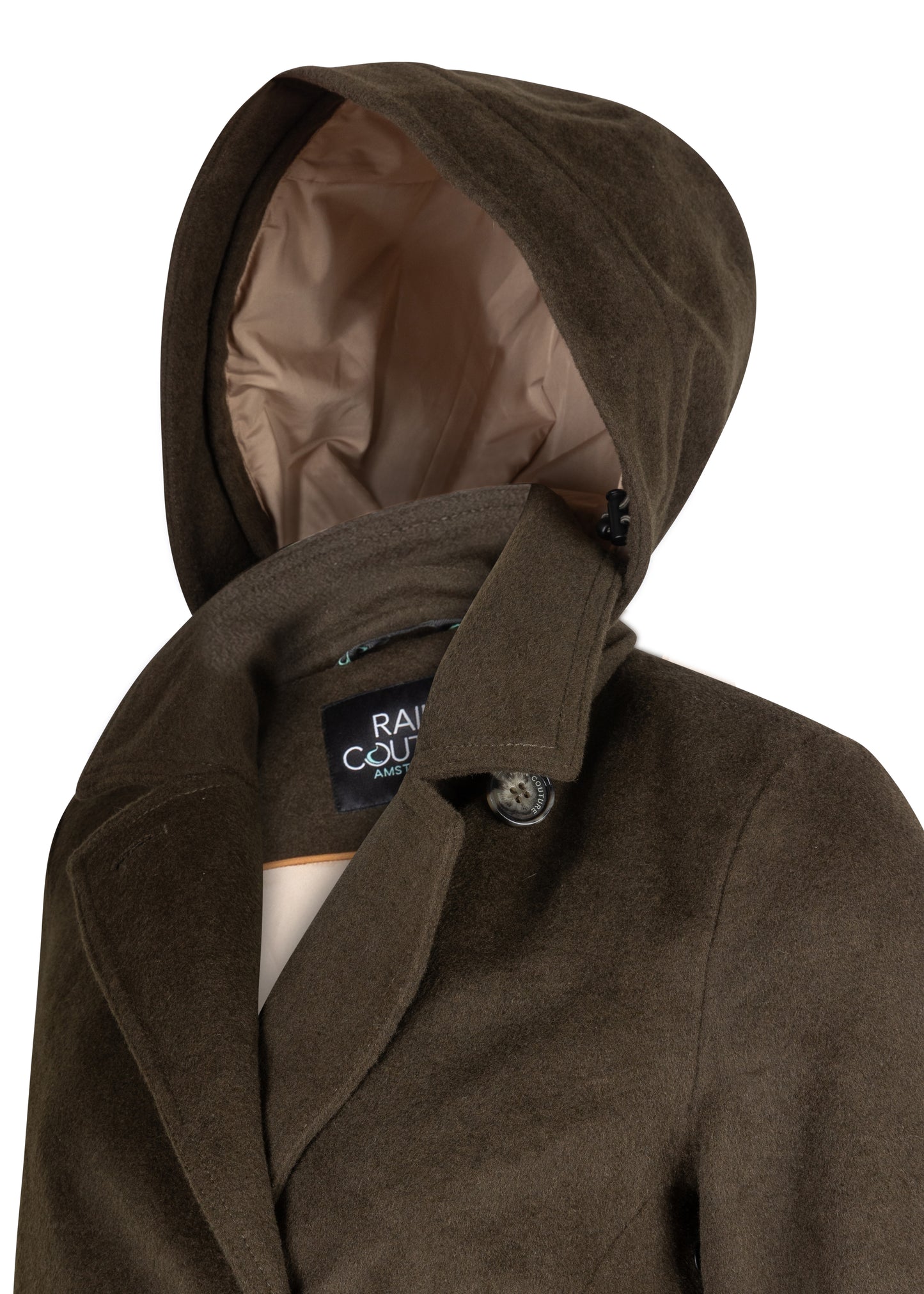 Waterproof Double Breasted Wool Trench | Green Wool