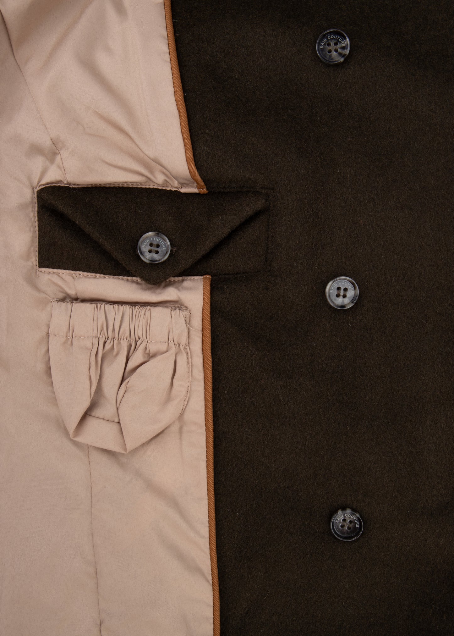 Waterproof Double Breasted Wool Trench | Green Wool