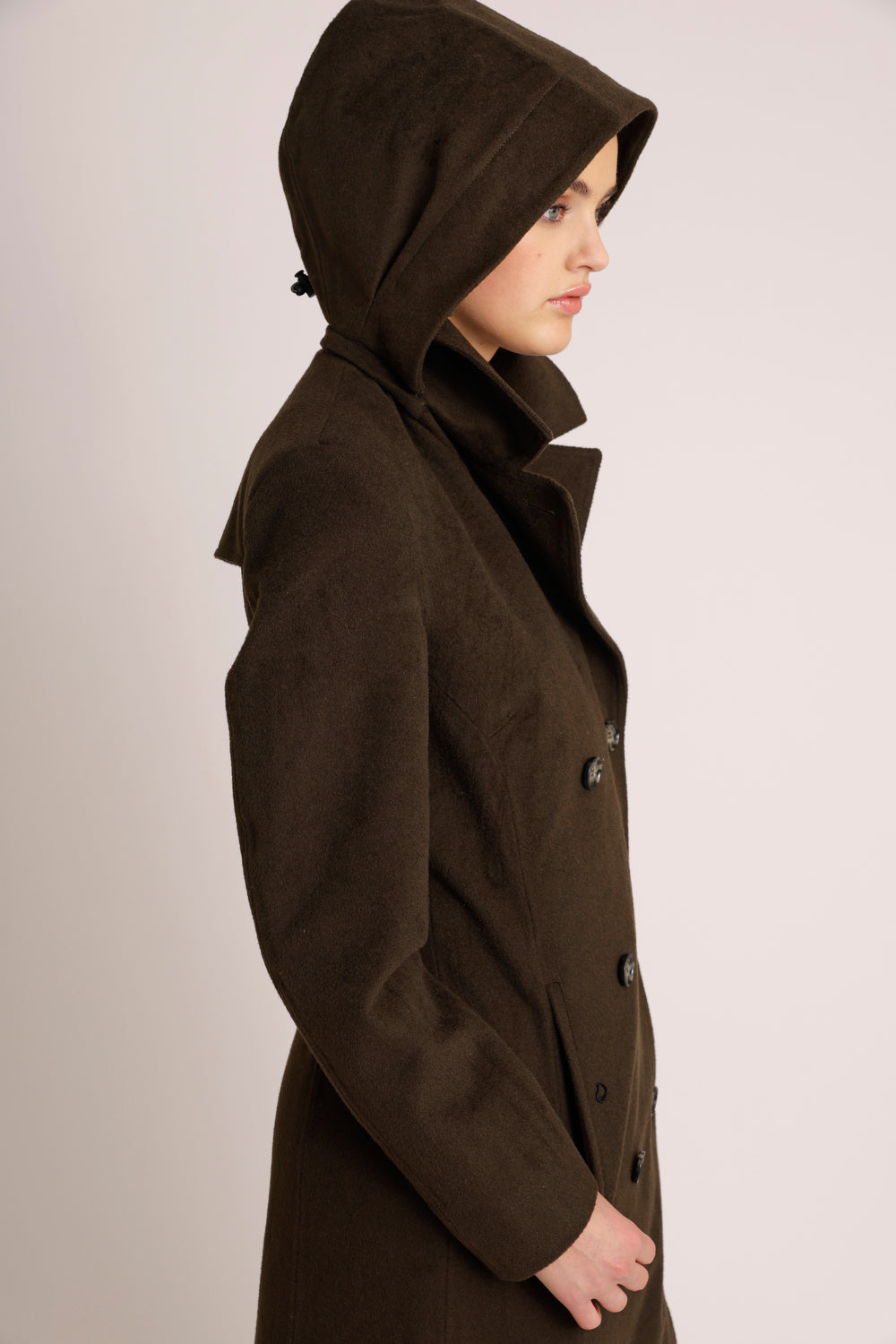 Waterproof Double Breasted Wool Trench | Green Wool
