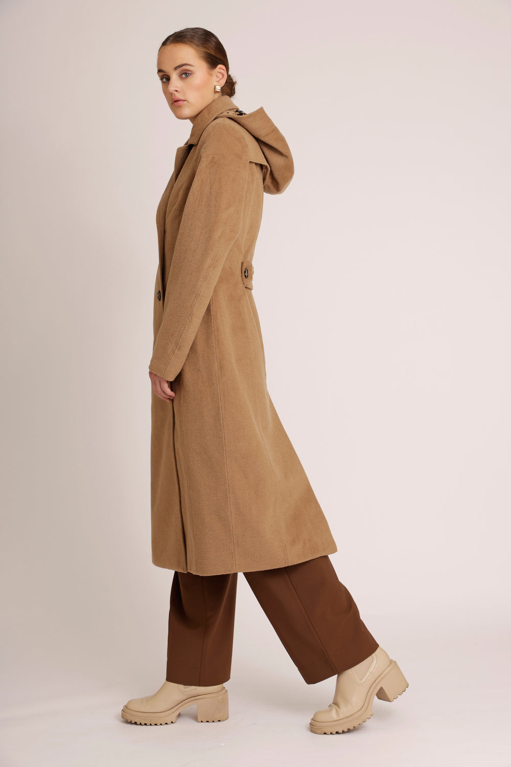 Waterproof Double Breasted Wool Trench | Soft Camel Wool