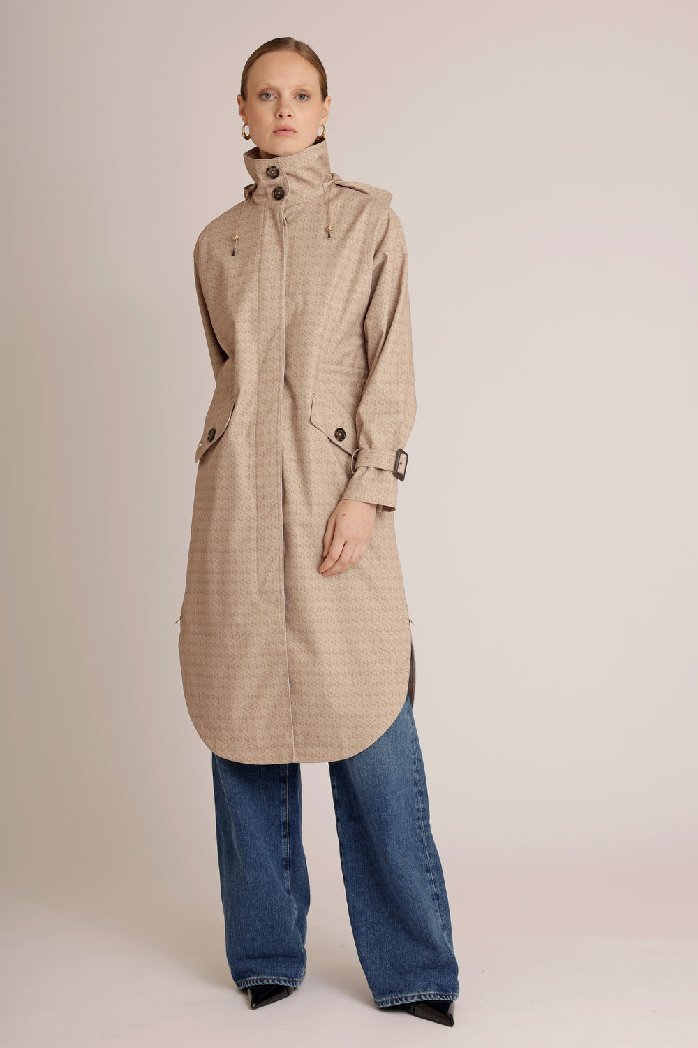 Waterproof Luxury Tailored Poncho | Beige Monogram