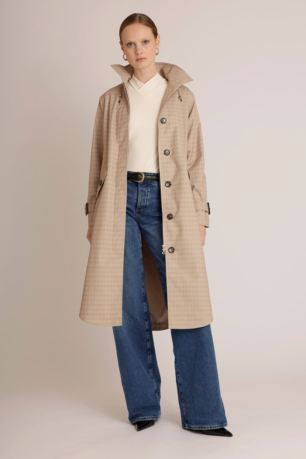 Waterproof Luxury Tailored Poncho | Beige Monogram