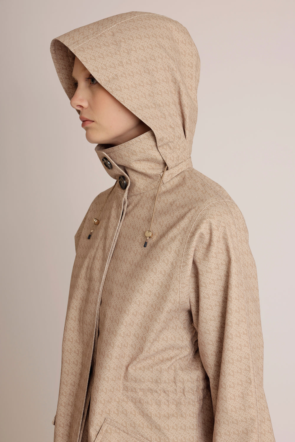Waterproof Luxury Tailored Poncho | Beige Monogram
