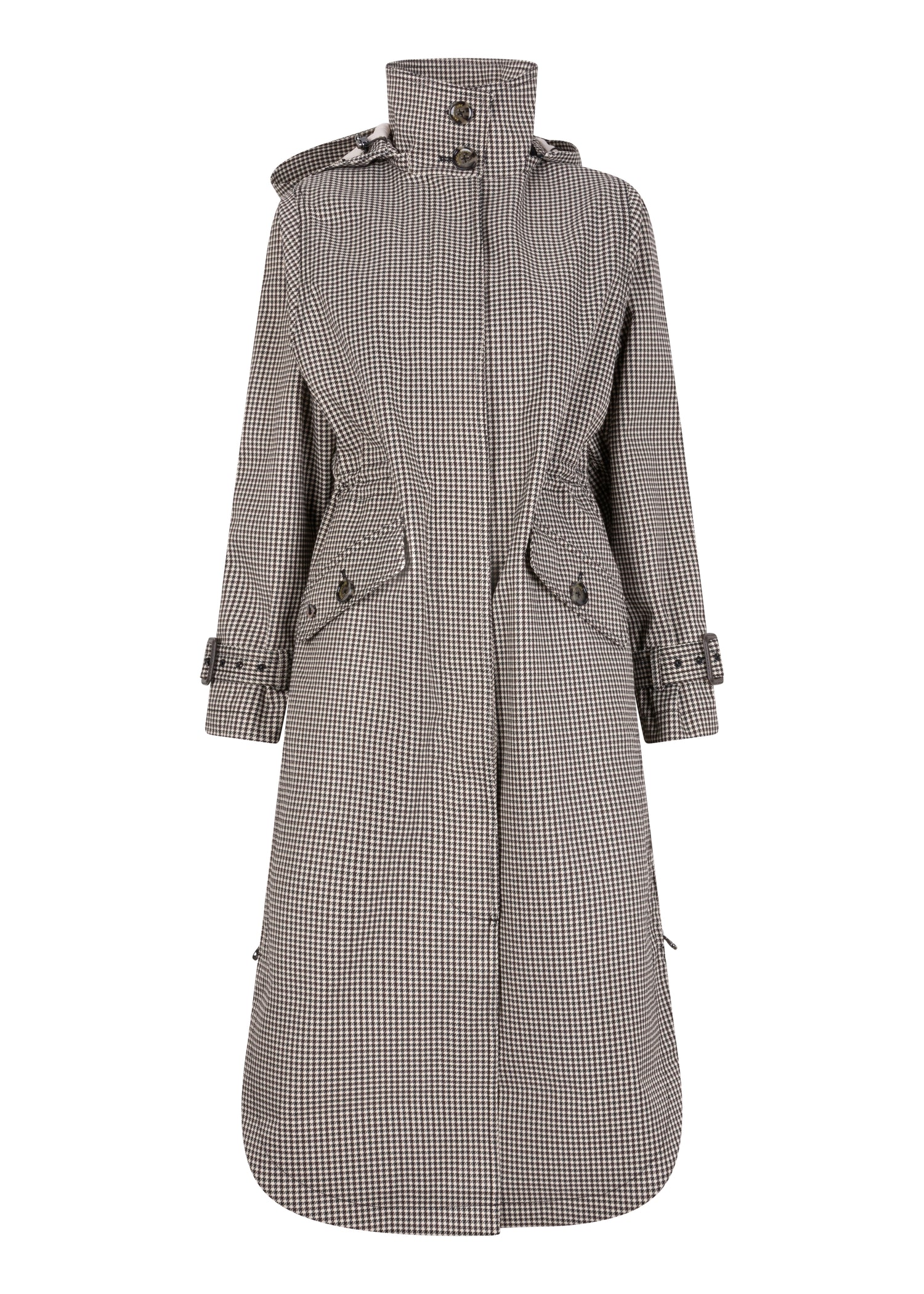 Waterproof Luxury Tailored Poncho | Black Houndstooth