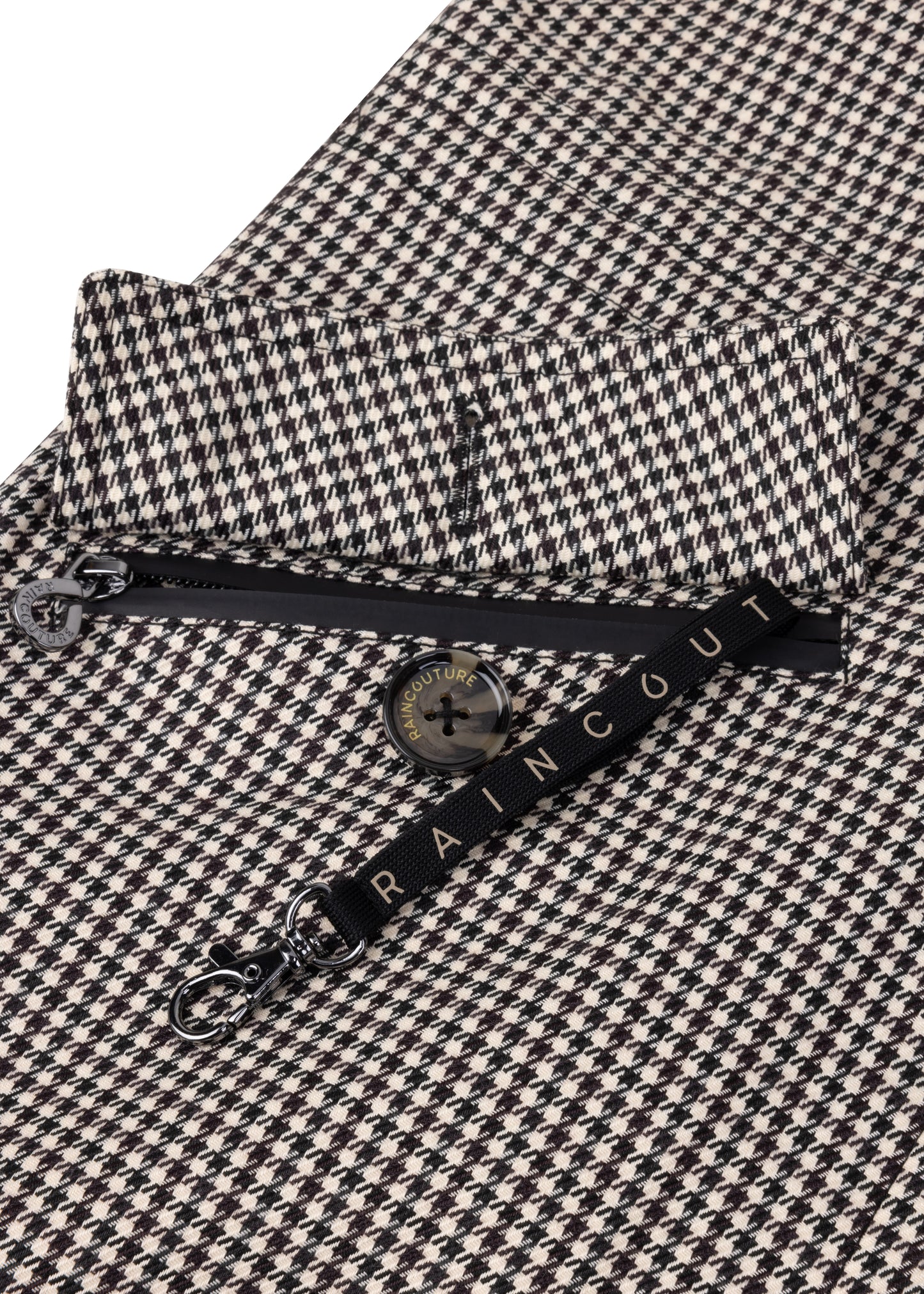 Waterproof Luxury Tailored Poncho | Black Houndstooth