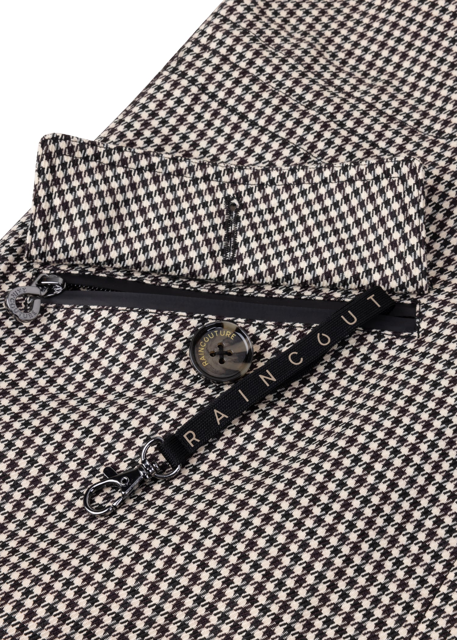 Waterproof Luxury Tailored Poncho | Black Houndstooth