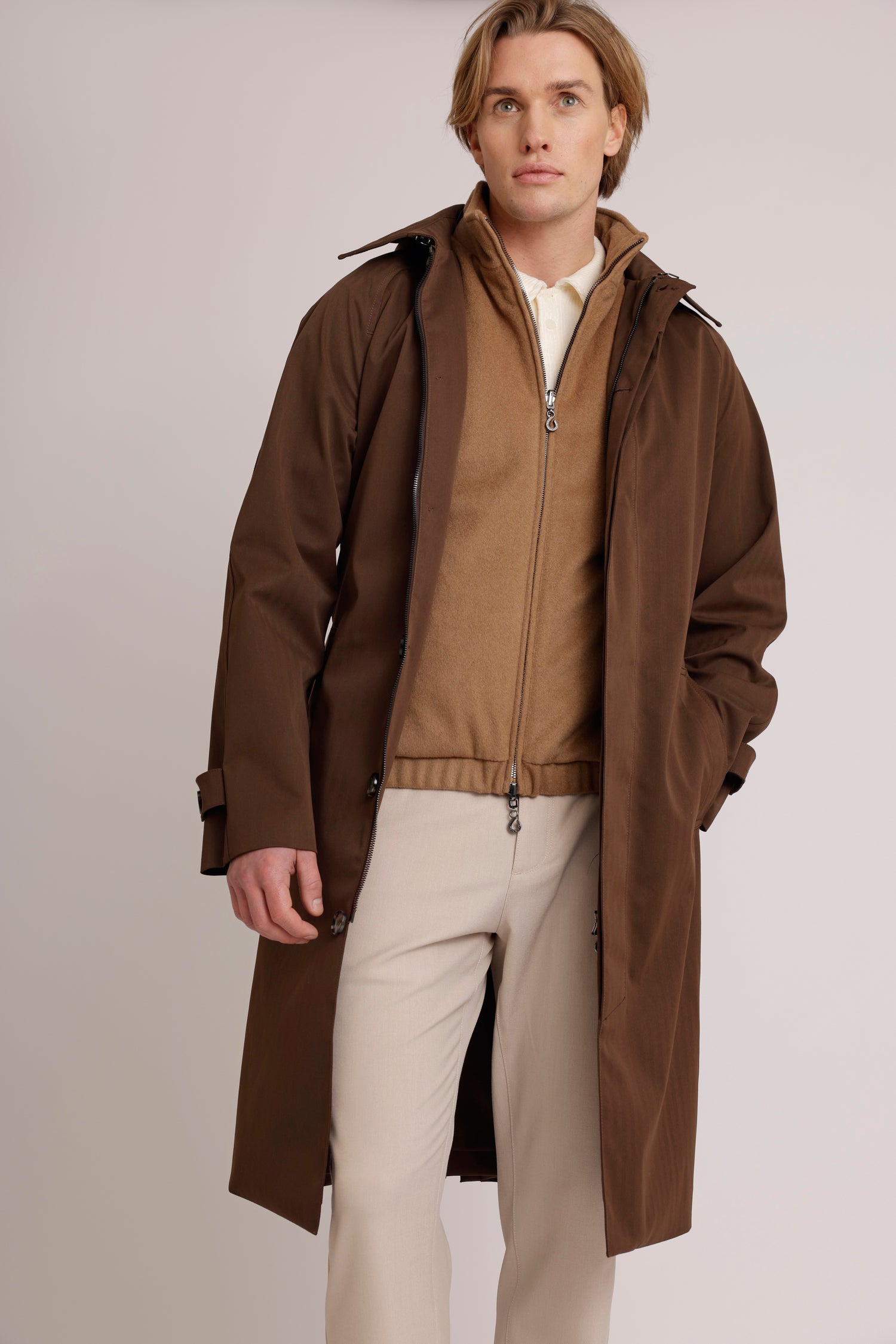 Waterproof Long Trench  |  Brown
