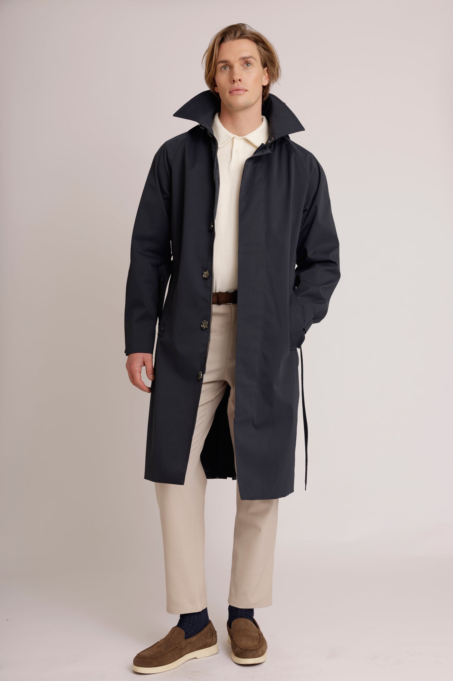 Waterproof Long Trench | Navy