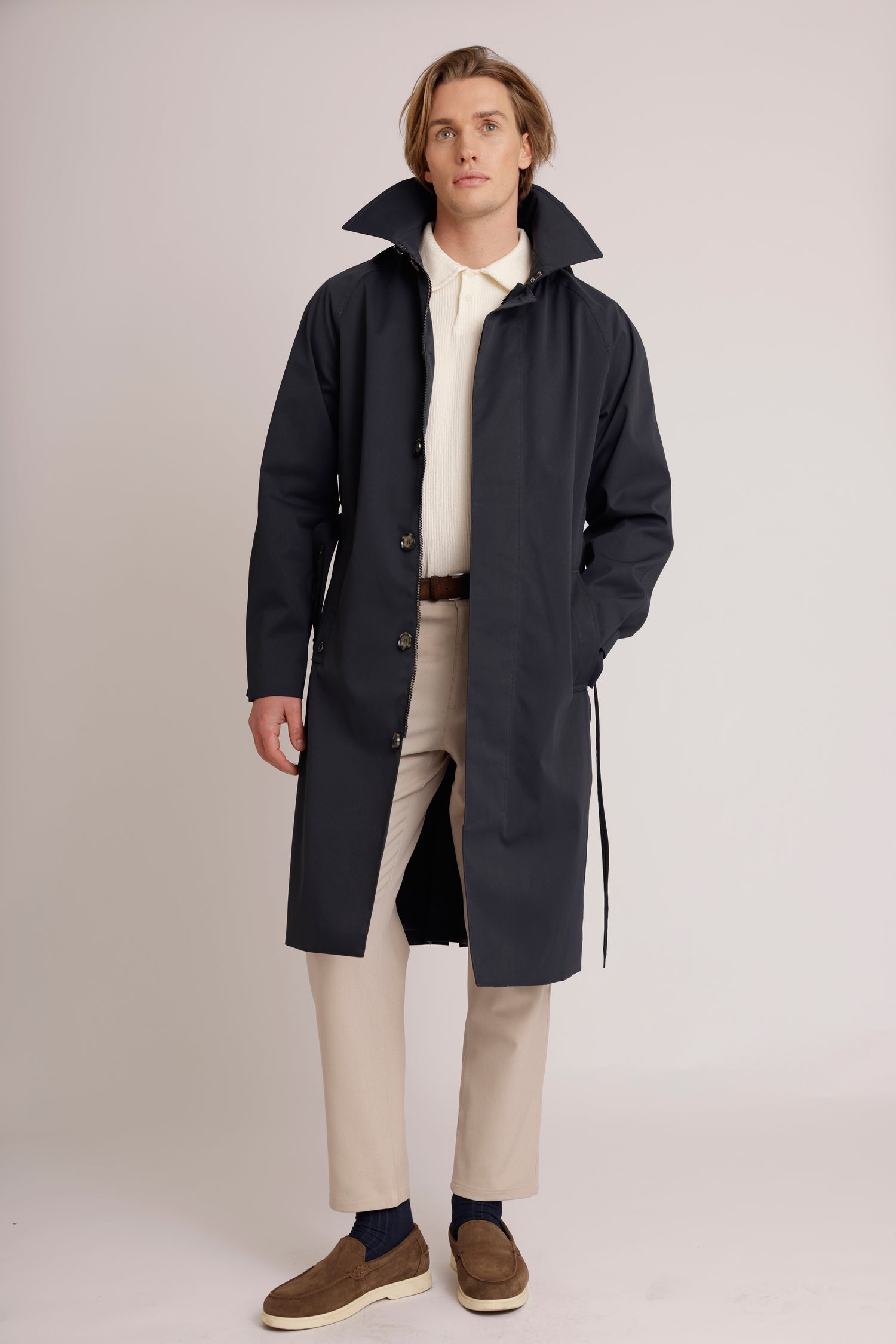 Waterproof Long Trench  |  Navy