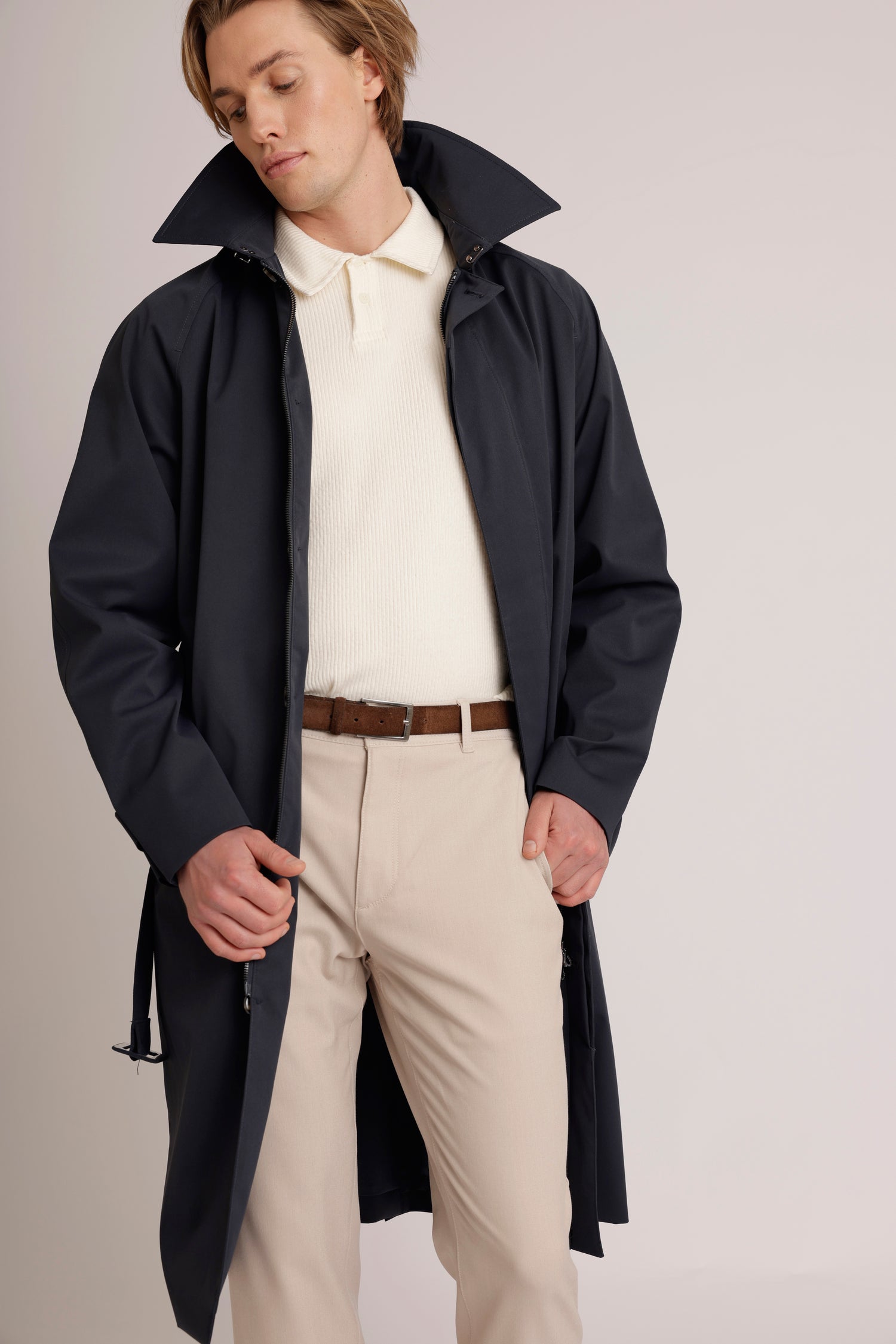 Waterproof Long Trench  |  Navy