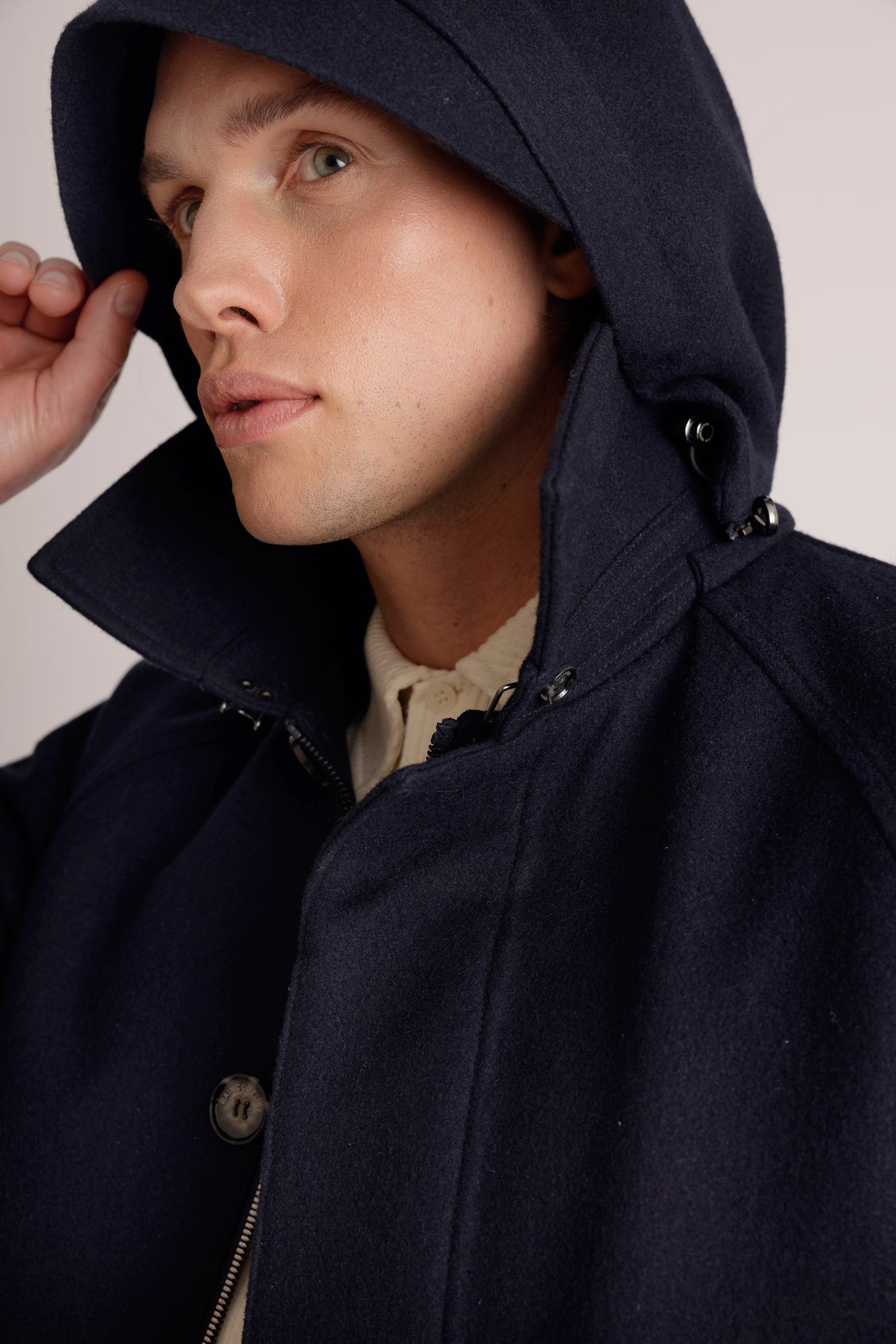 Waterproof Long Trench  |  Navy Wool