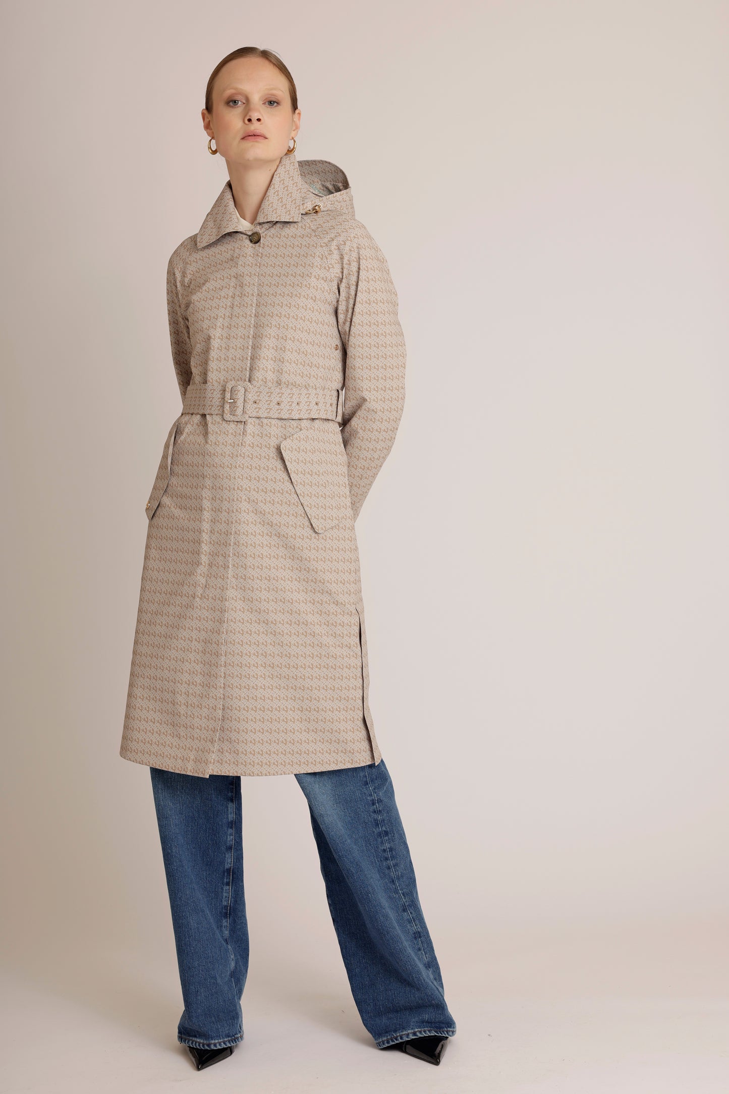 Waterproof Packable Straight-Fit Trenchcoat | Beige Monogram