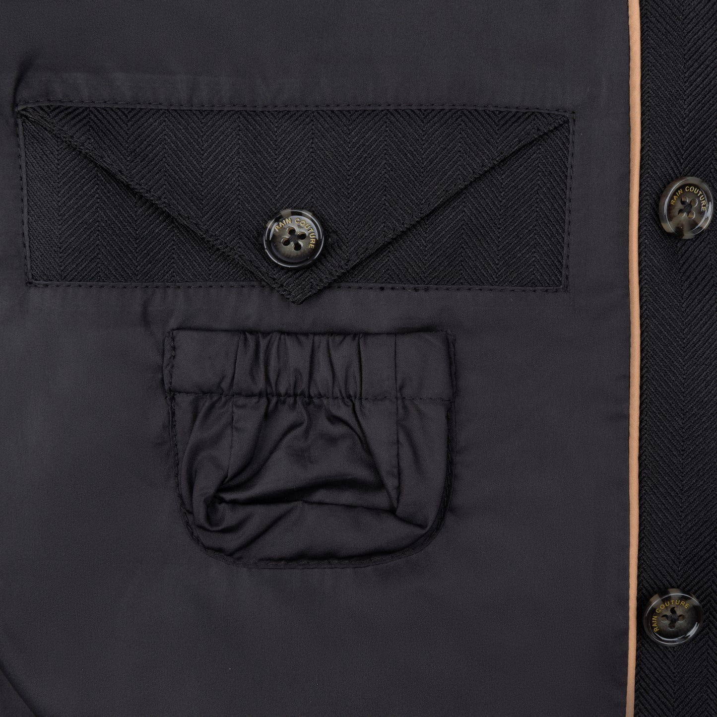 Waterproof Tailored Fit Parka | Black Herringbone