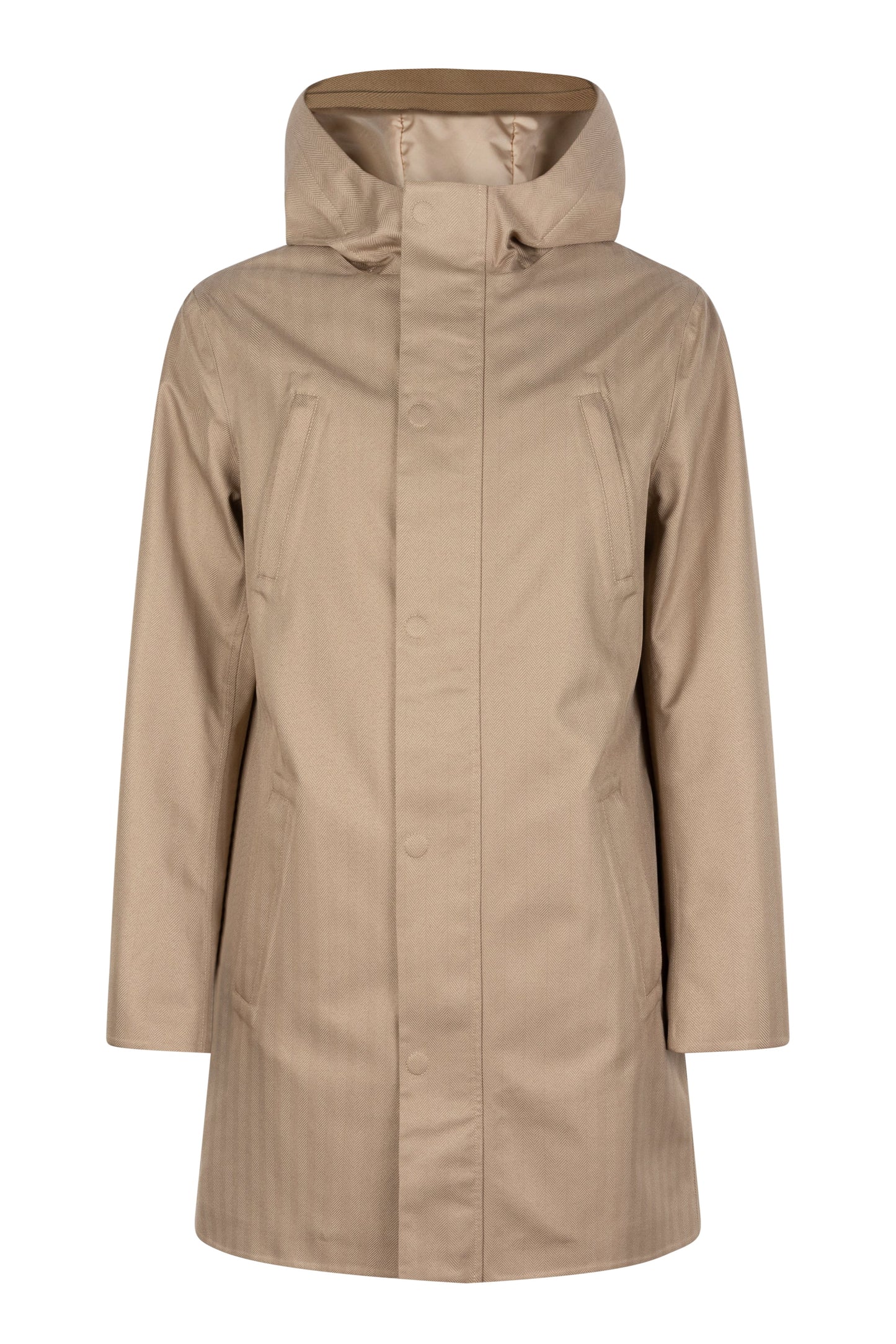 Waterproof Tailored Fit Parka | Beige Herringbone