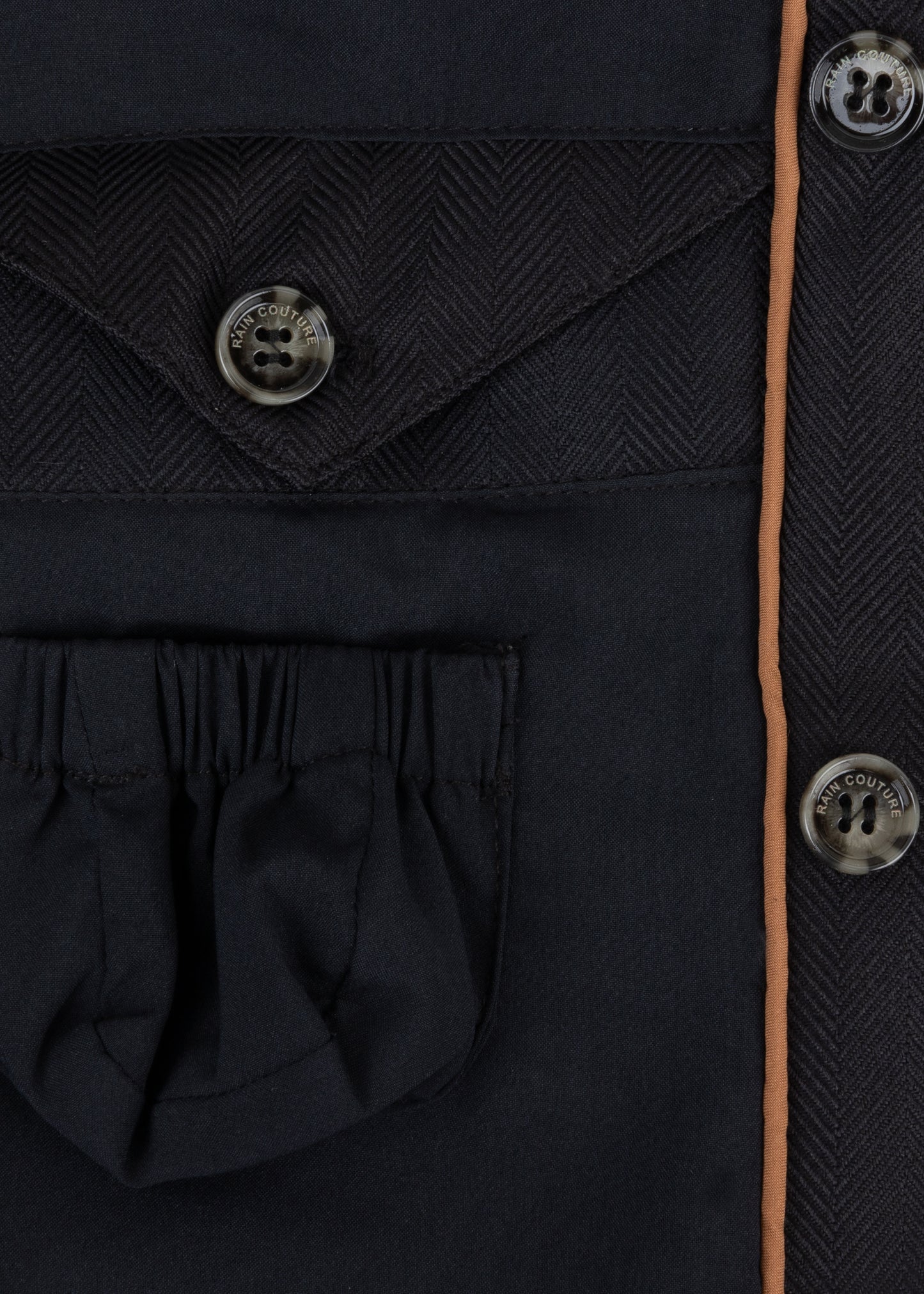 Waterproof Relaxed Fit Short Jacket | Black Herringbone