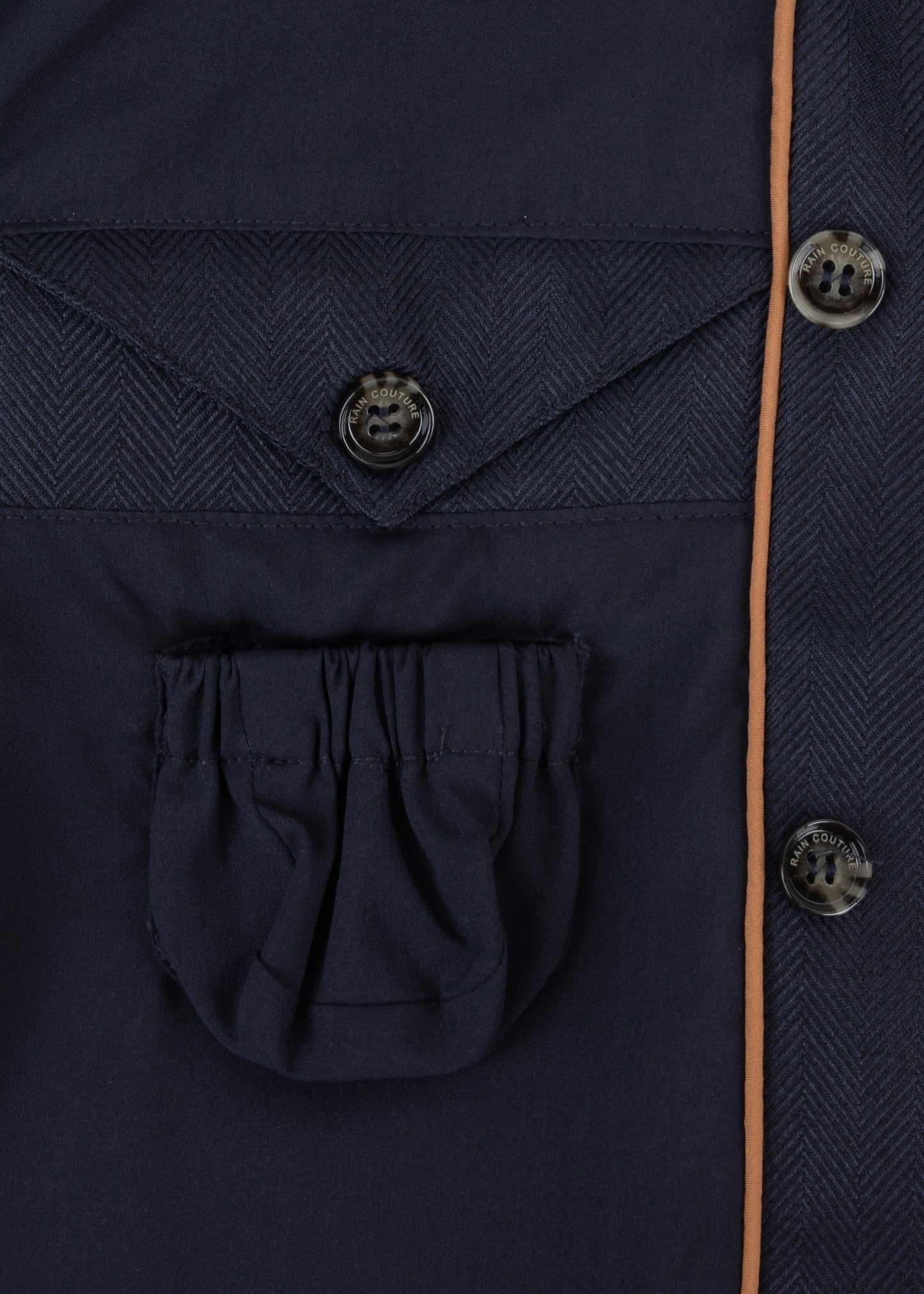 Waterproof Relaxed Fit Short Jacket | Navy Herringbone