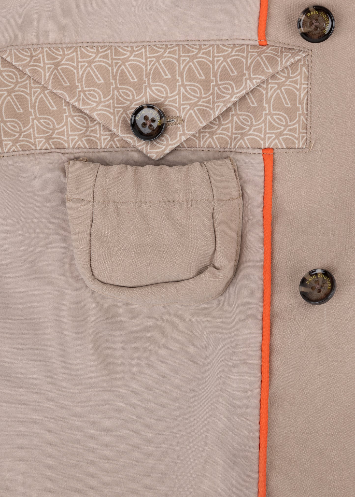 Waterproof Straight-Fit Short Trenchcoat | Beige Herringbone