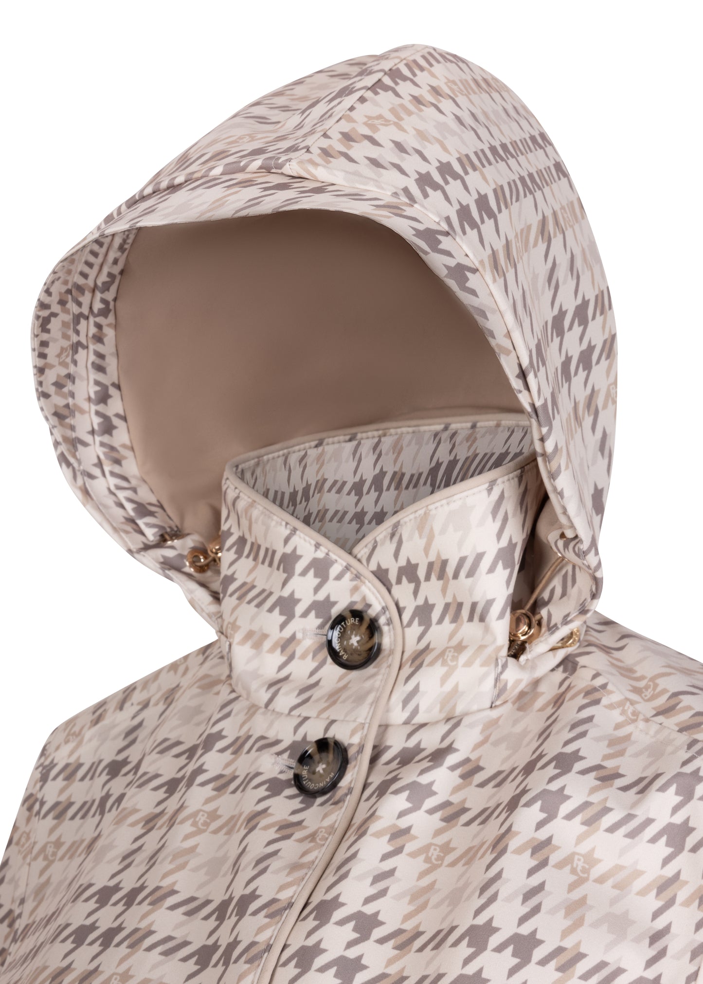 Waterproof Straight Fit Short Waistbelt Raincoat | Monogram Check
