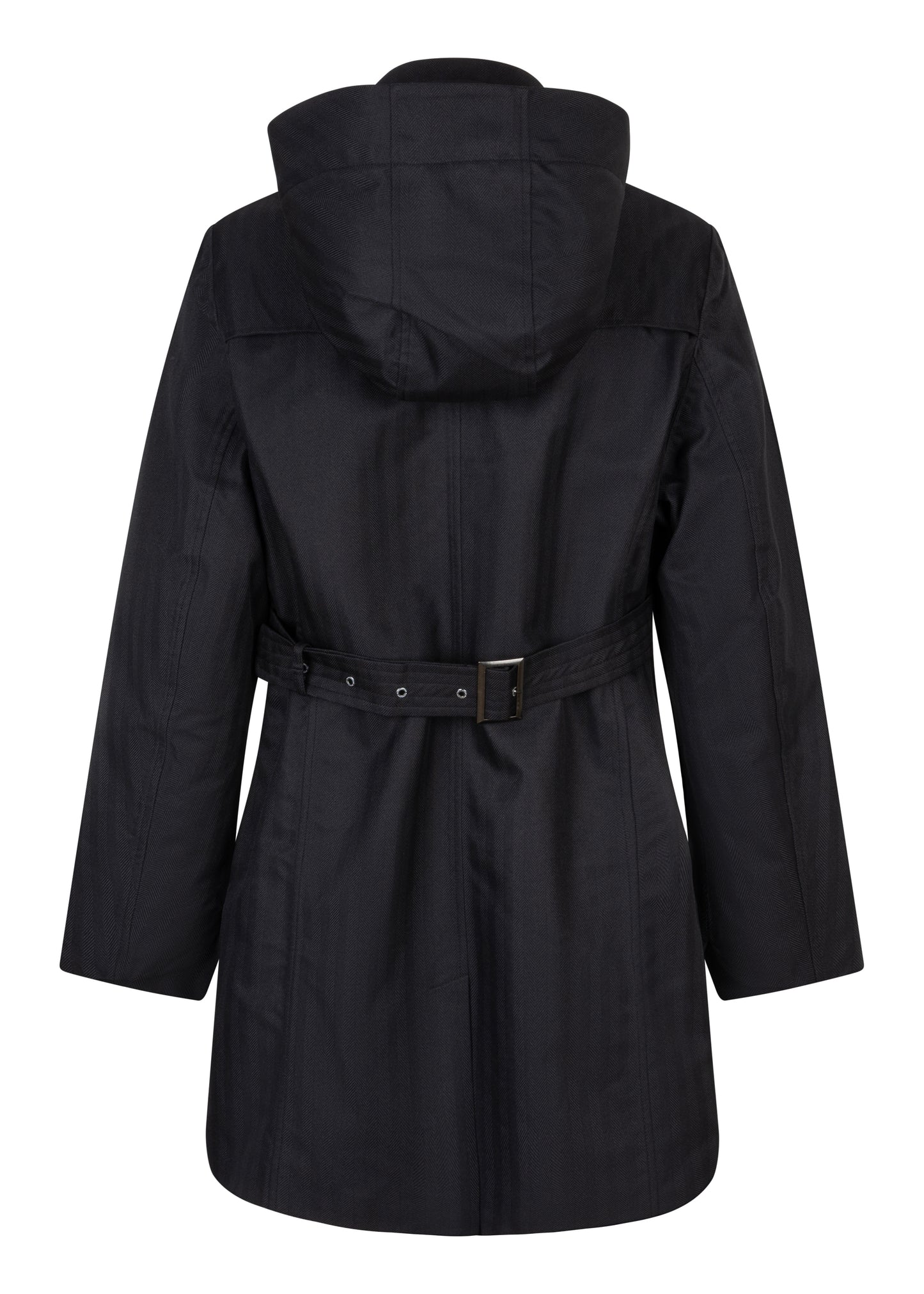 Waterproof Straight Fit Trenchcoat  | Black Herringbon
